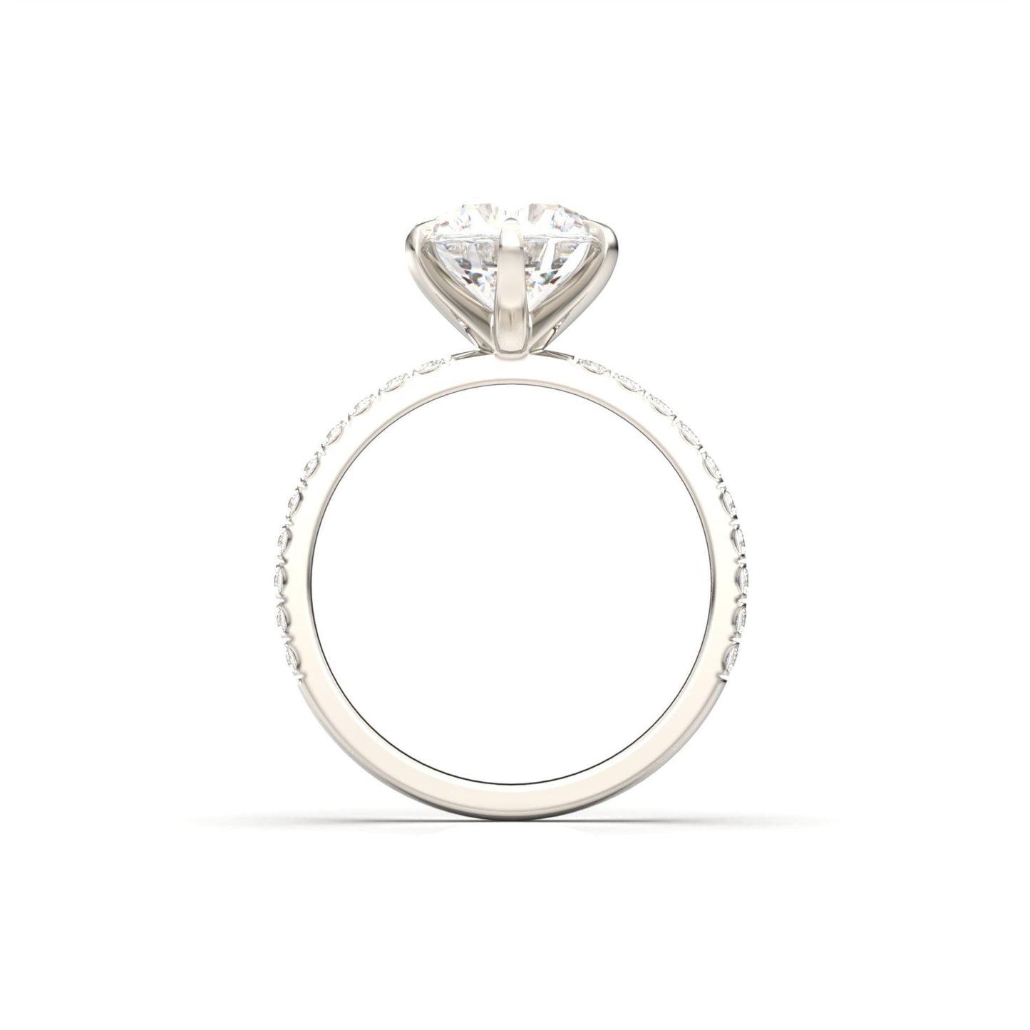 Round Half Pavé Diamond Engagement Ring - Moissanite Engagement Rings