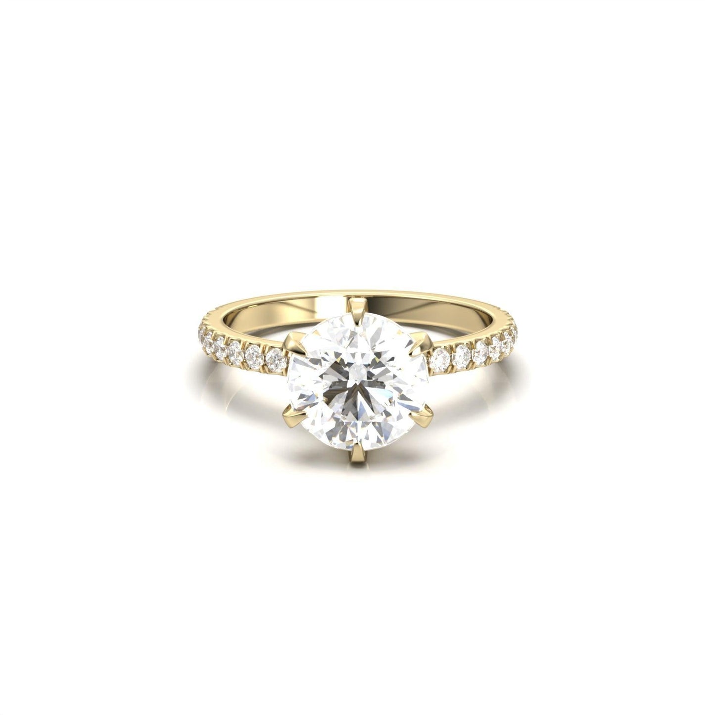 Round Half Pavé Diamond Engagement Ring - Moissanite Engagement Rings