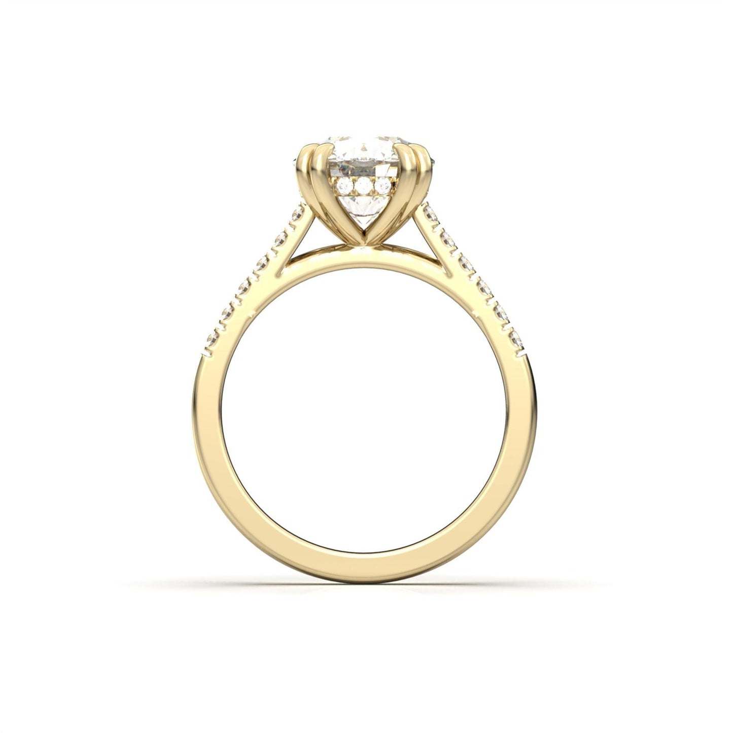 Round Hidden Halo Cathedral Diamond Engagement Ring - Moissanite Engagement Rings