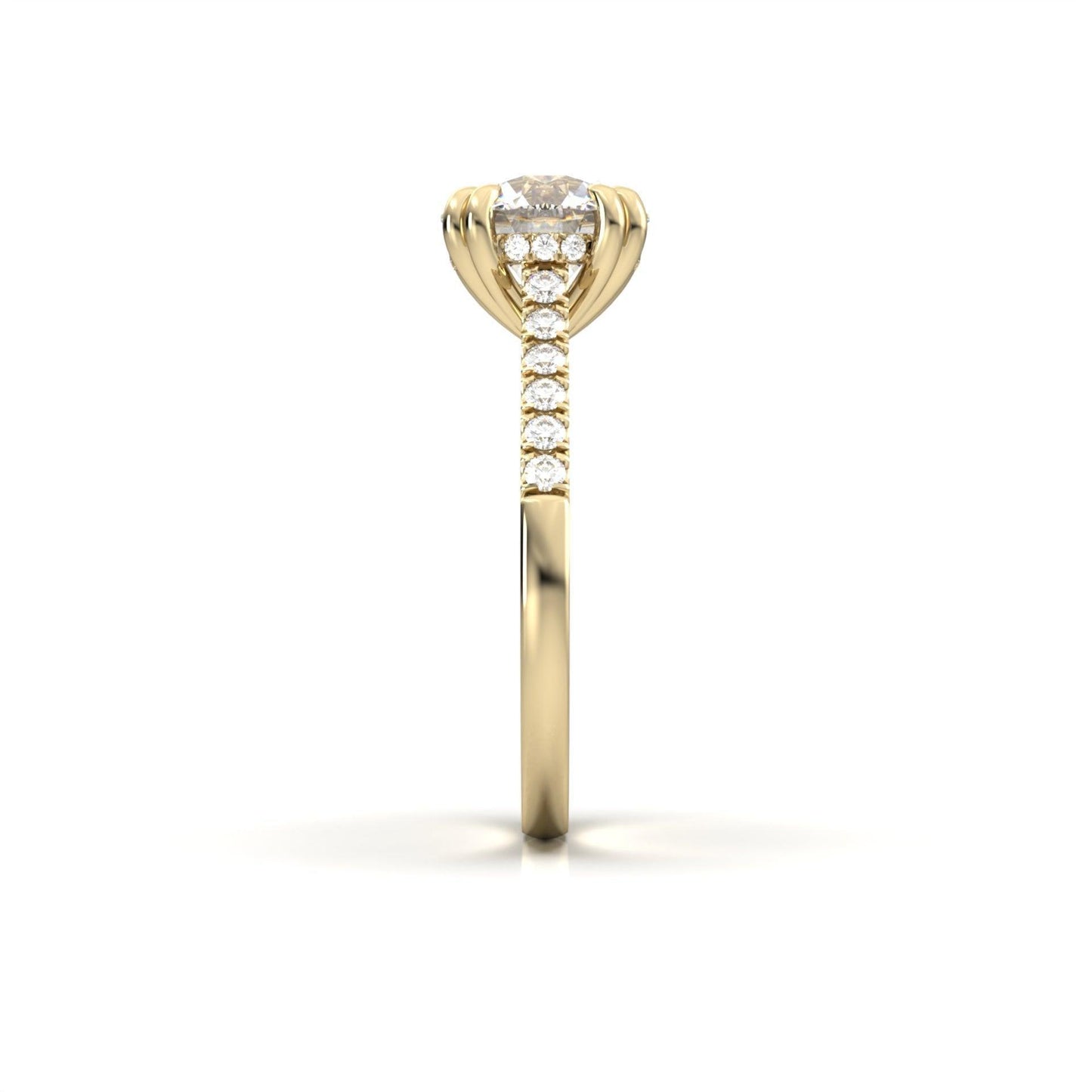 Round Hidden Halo Cathedral Diamond Engagement Ring - Moissanite Engagement Rings