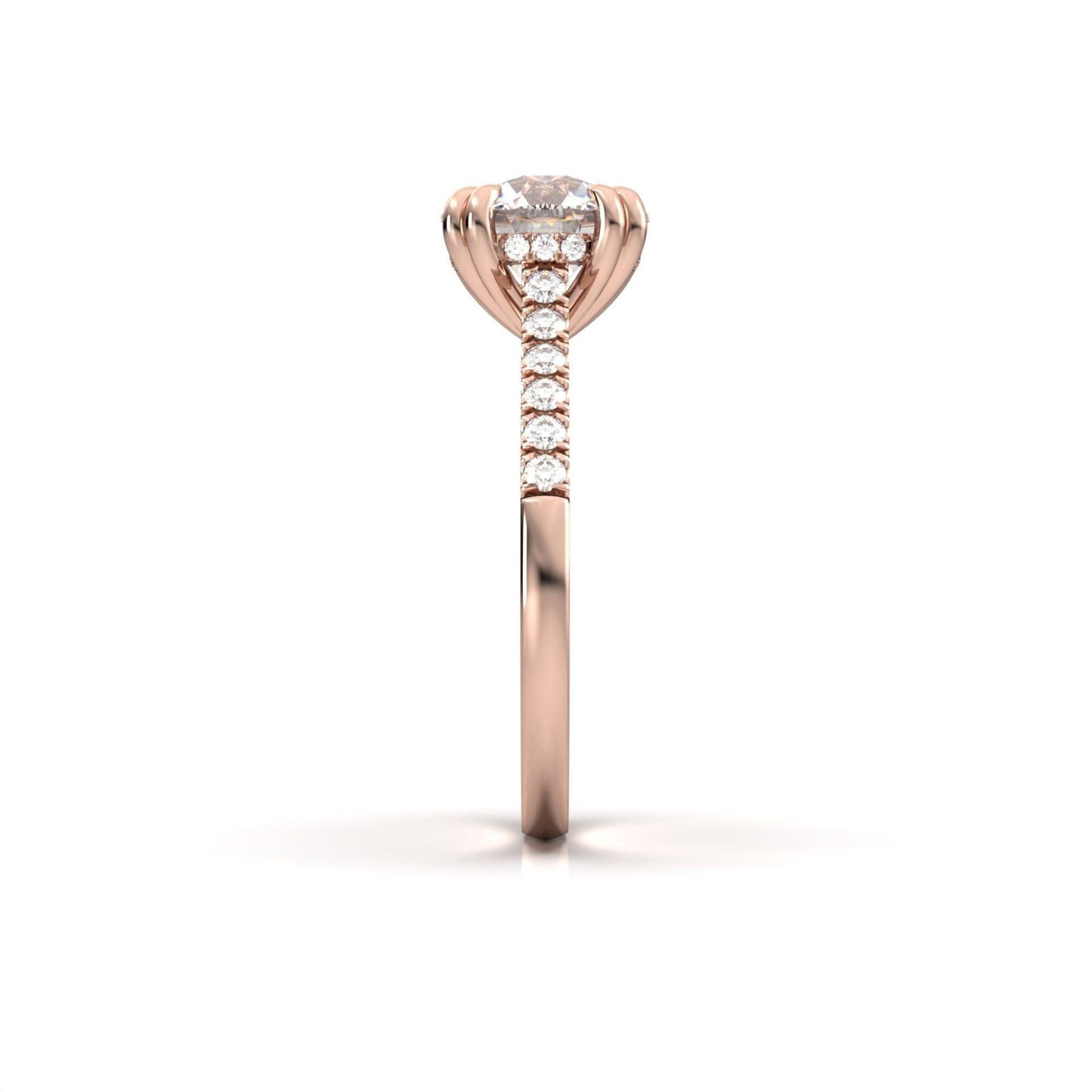 Round Hidden Halo Cathedral Diamond Engagement Ring - Moissanite Engagement Rings