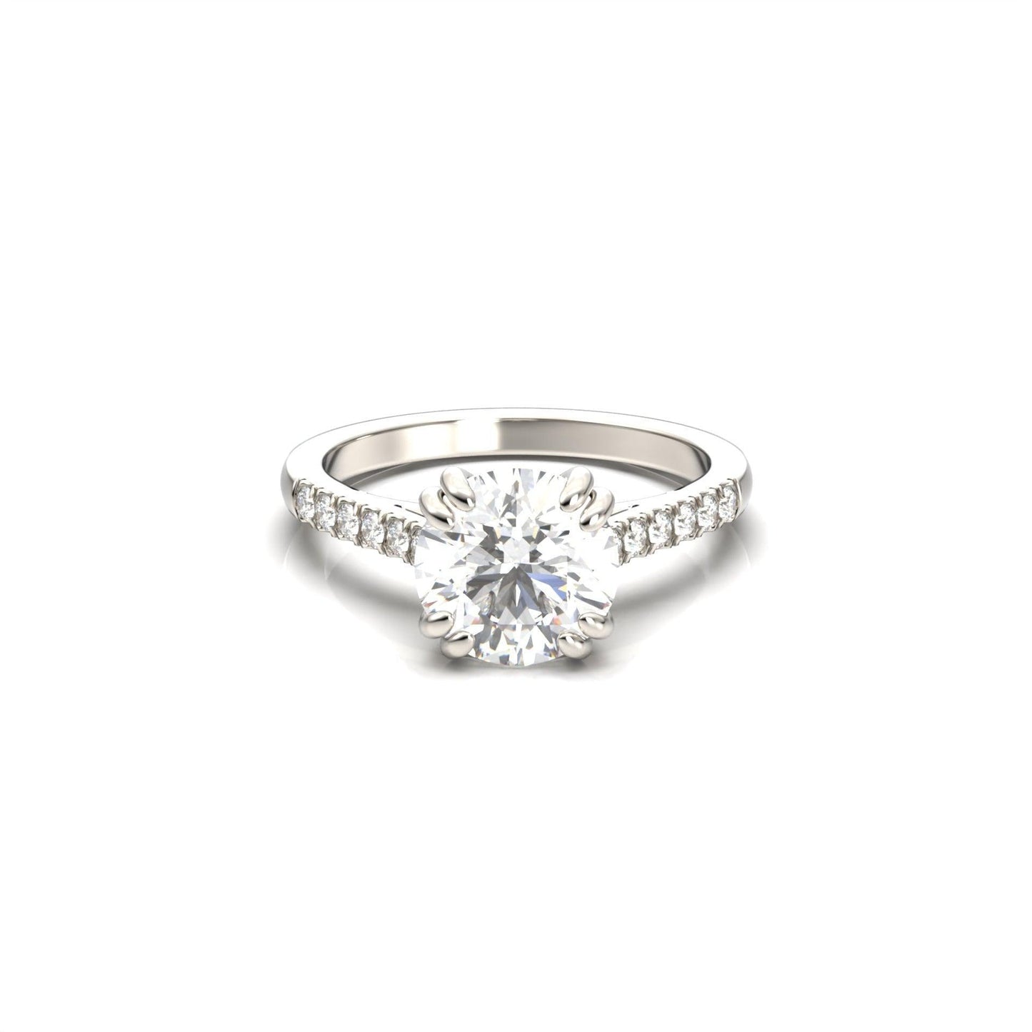 Round Hidden Halo Cathedral Diamond Engagement Ring - Moissanite Engagement Rings