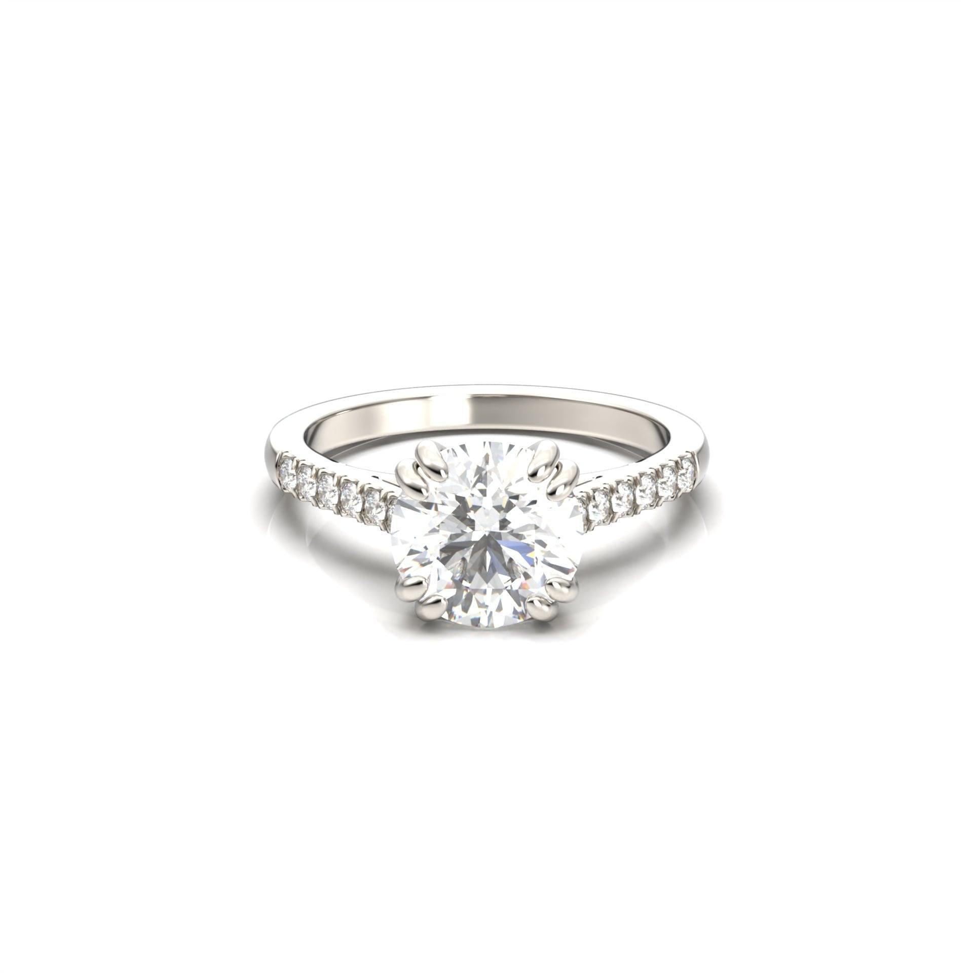 Round Hidden Halo Cathedral Diamond Engagement Ring - Moissanite Engagement Rings