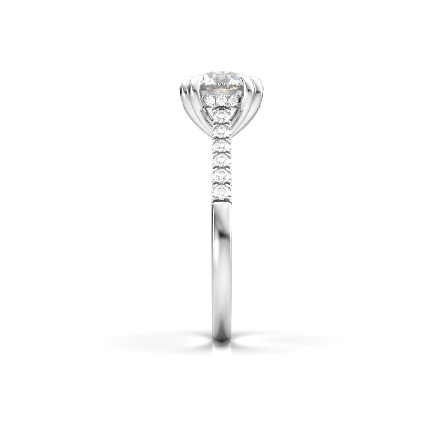 Round Hidden Halo Cathedral Diamond Engagement Ring - Moissanite Engagement Rings