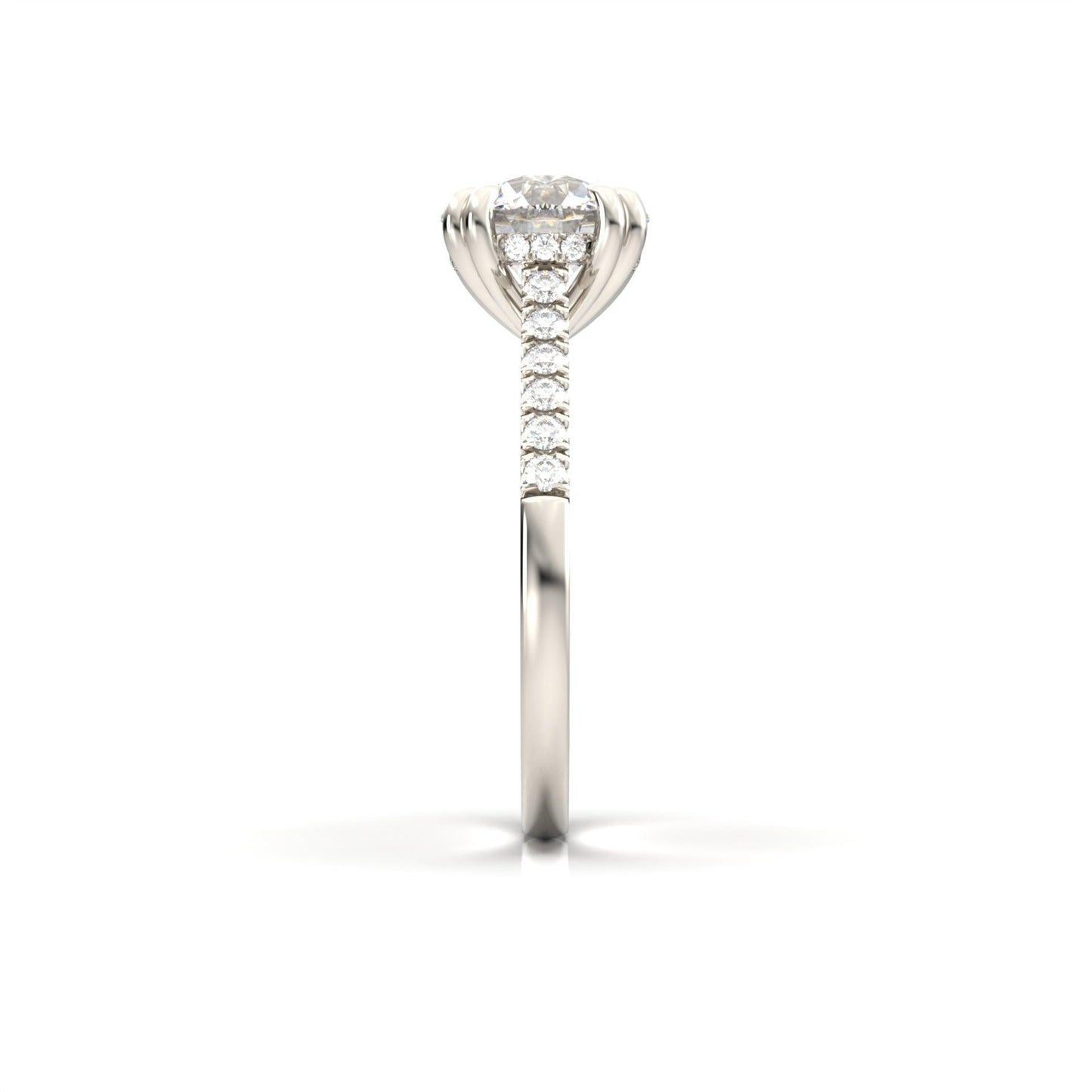 Round Hidden Halo Cathedral Diamond Engagement Ring - Moissanite Engagement Rings