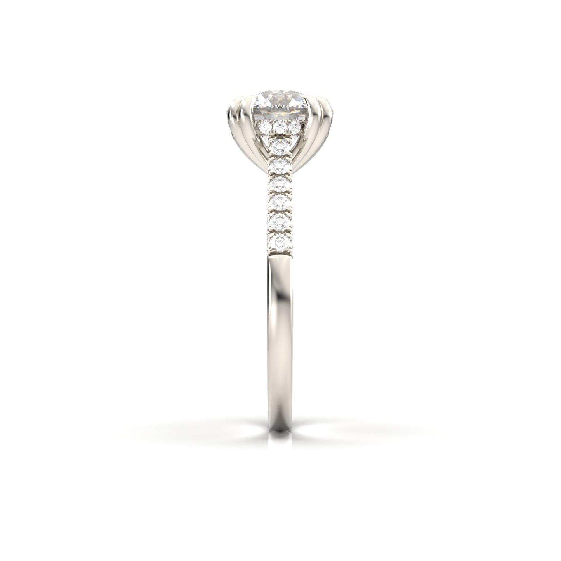 Round Hidden Halo Cathedral Diamond Engagement Ring - Moissanite Engagement Rings