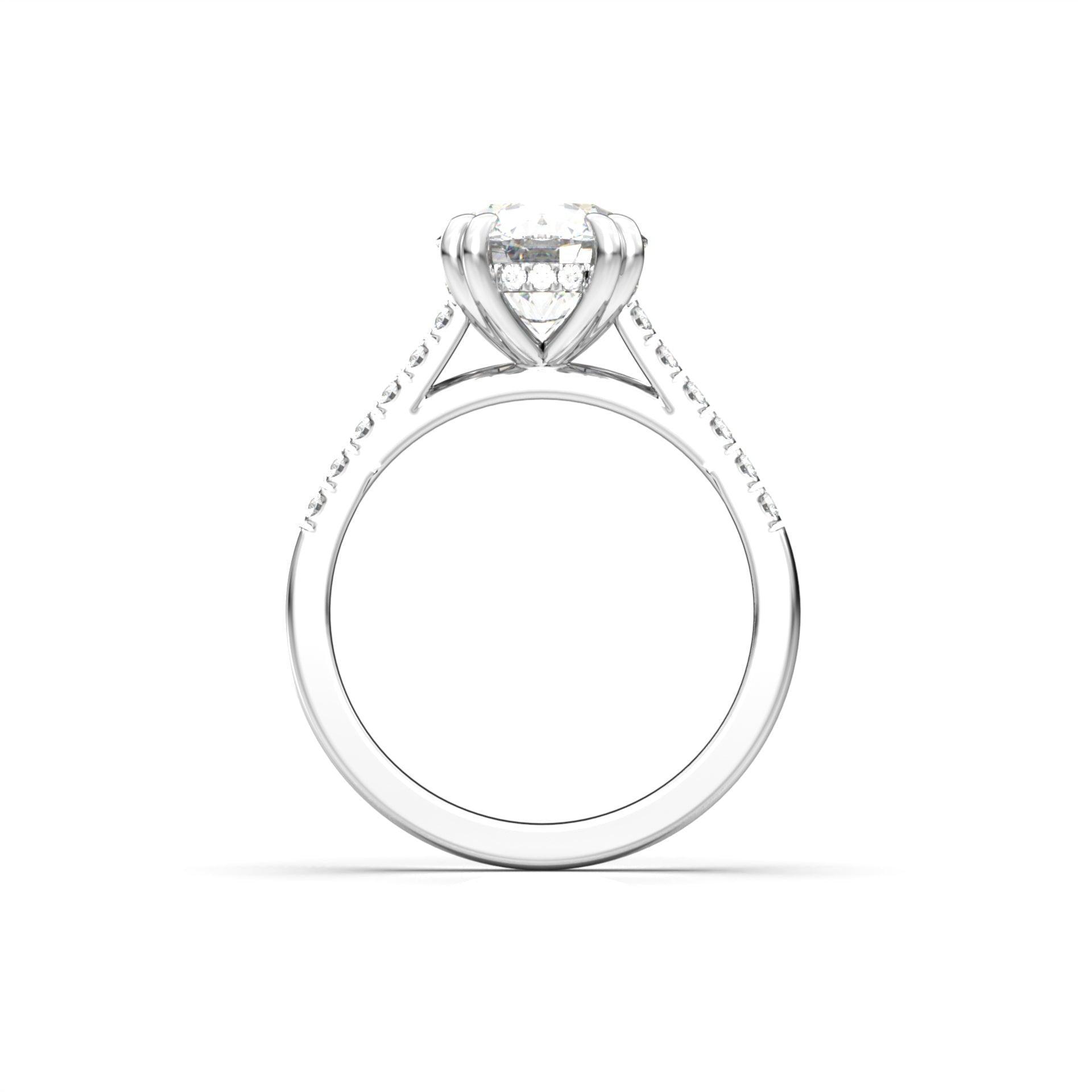 Round Hidden Halo Cathedral Diamond Engagement Ring - Moissanite Engagement Rings