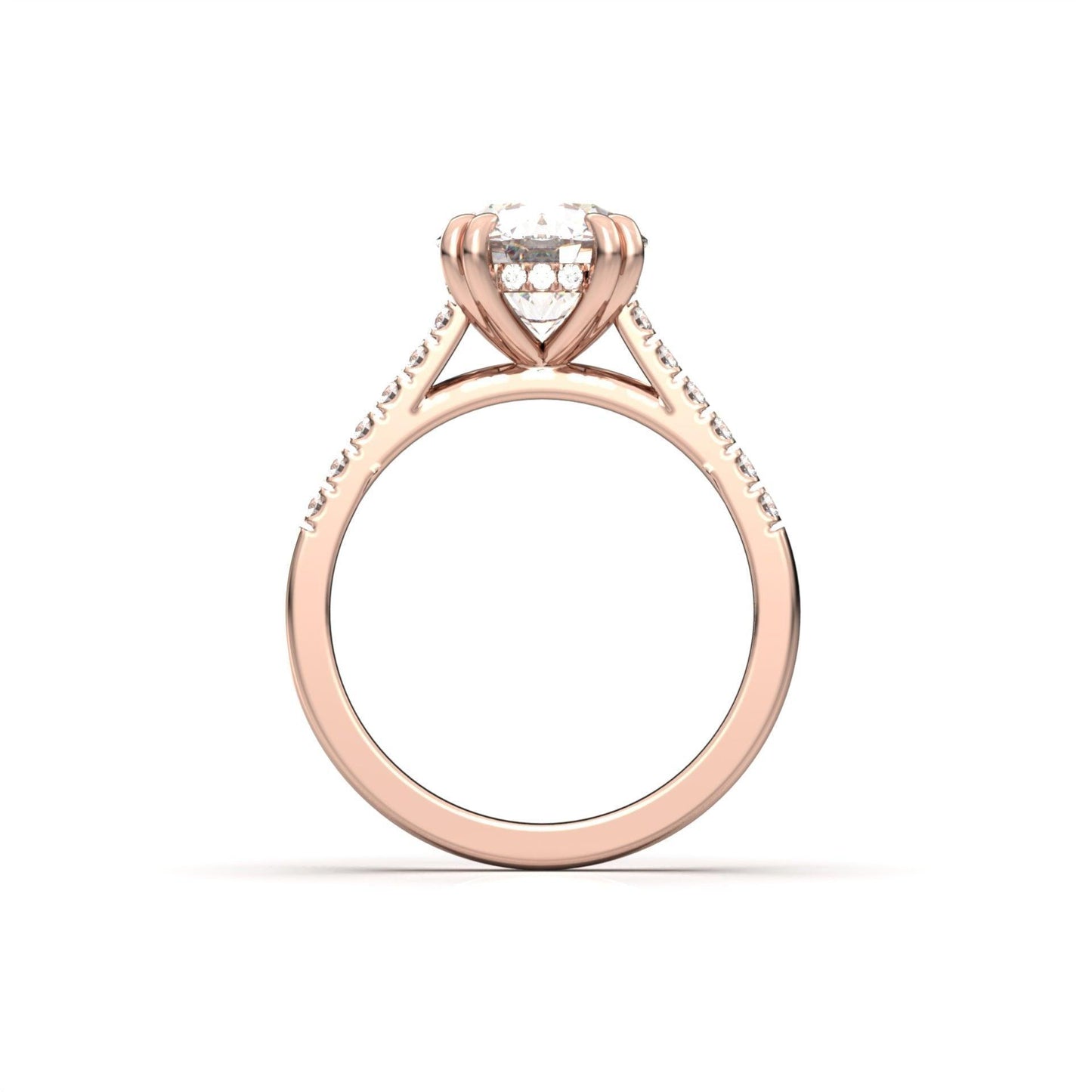 Round Hidden Halo Cathedral Diamond Engagement Ring - Moissanite Engagement Rings