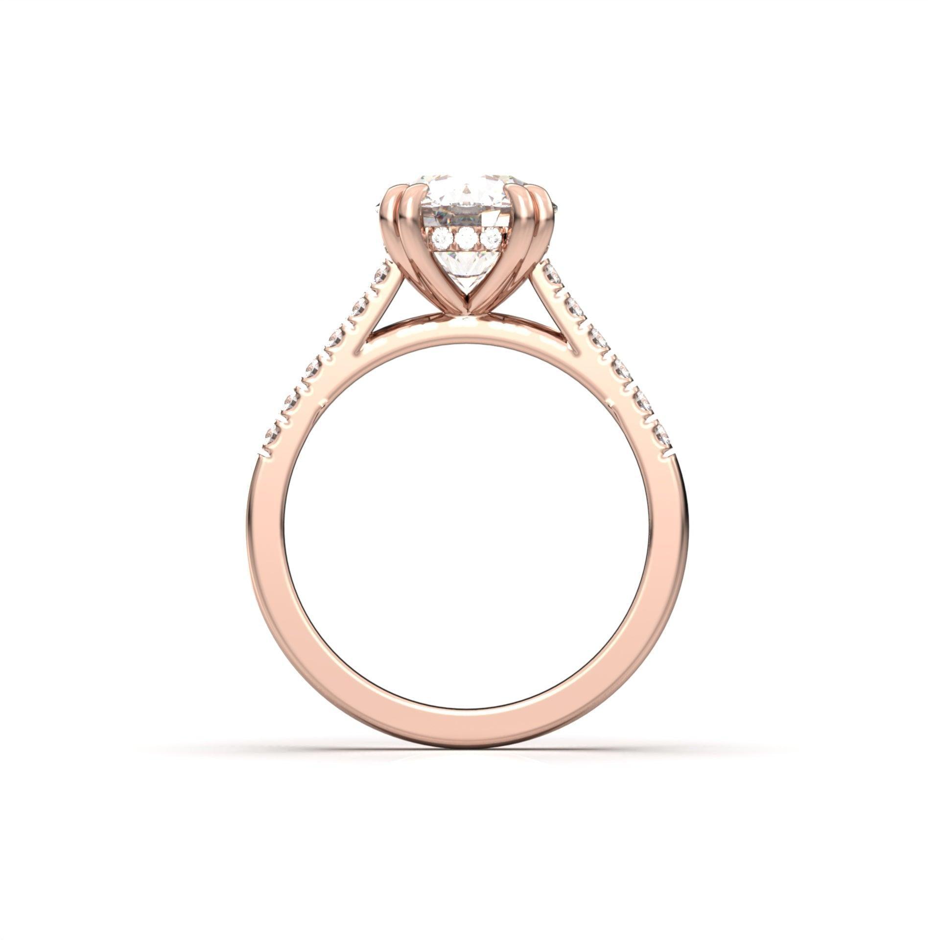 Round Hidden Halo Cathedral Diamond Engagement Ring - Moissanite Engagement Rings