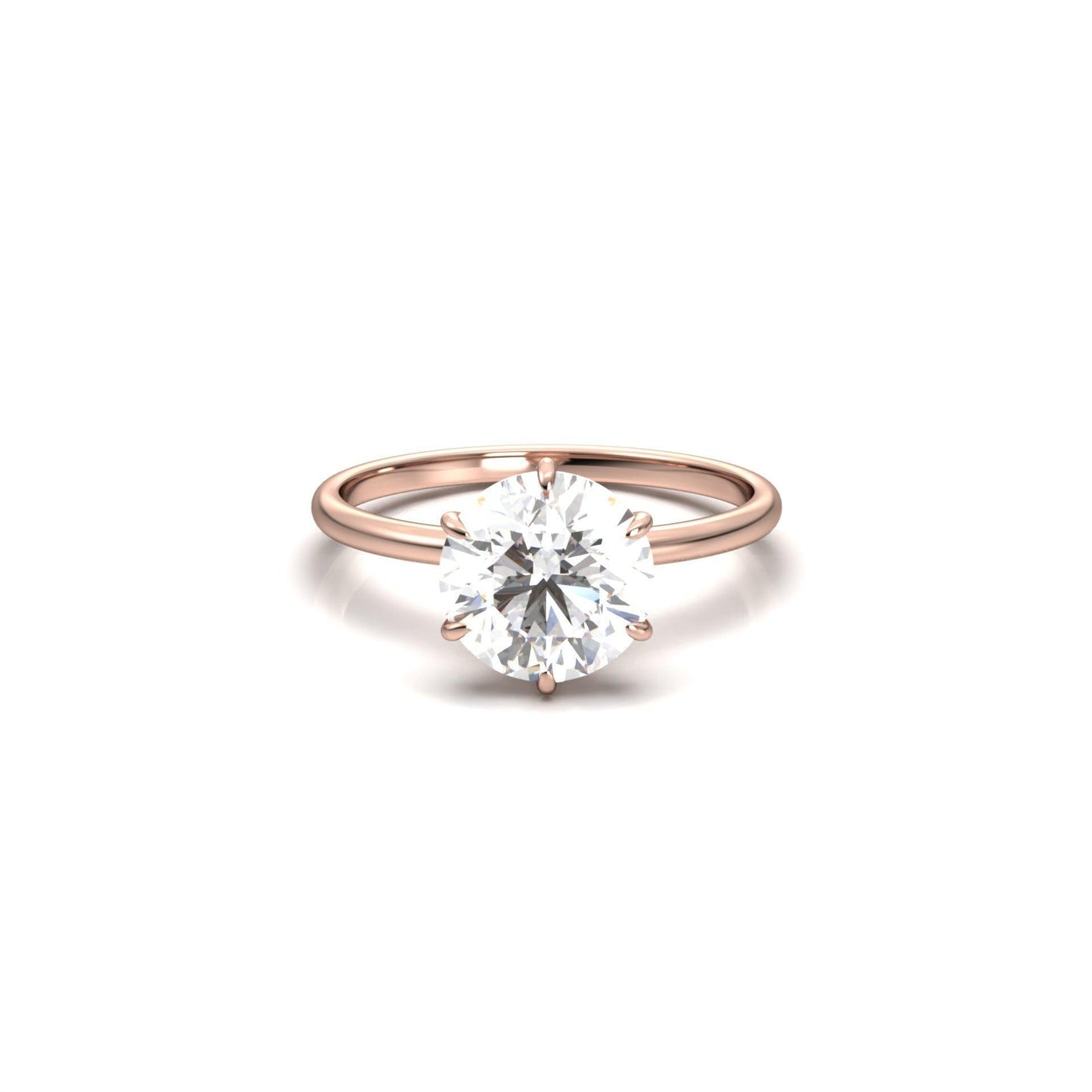 Round Hidden Halo Diamond Engagement Ring - Moissanite Engagement Rings
