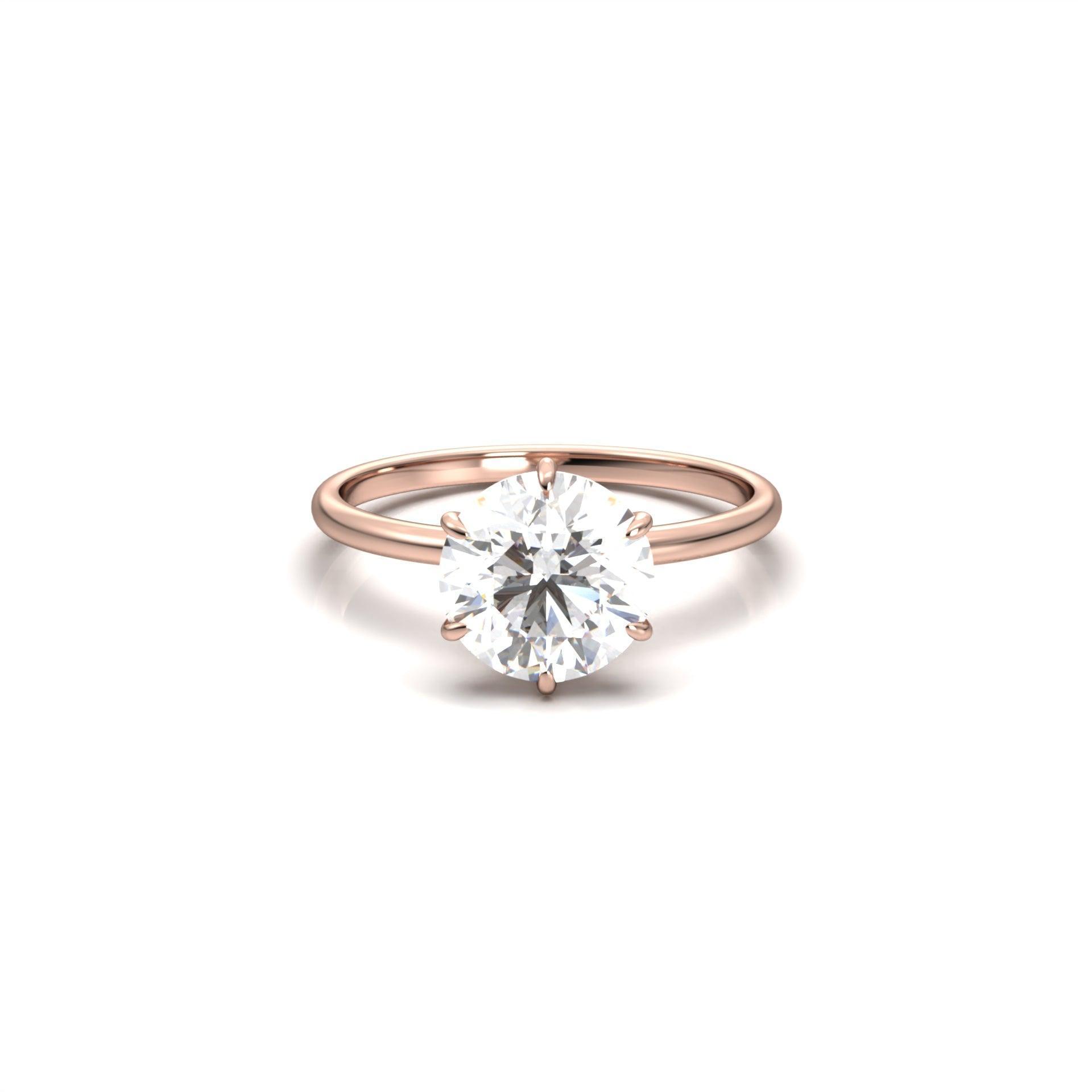 Round Hidden Halo Diamond Engagement Ring - Moissanite Engagement Rings