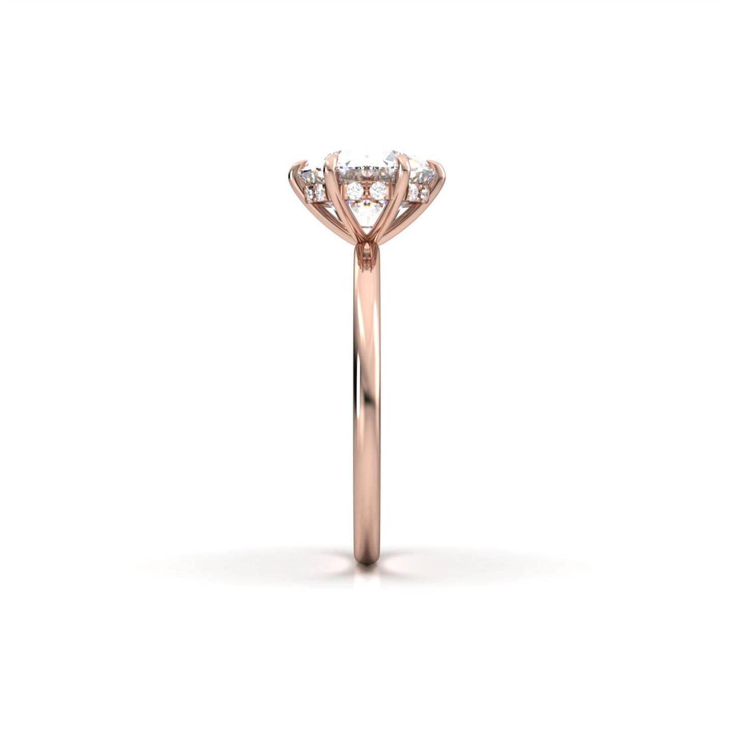 Round Hidden Halo Diamond Engagement Ring - Moissanite Engagement Rings