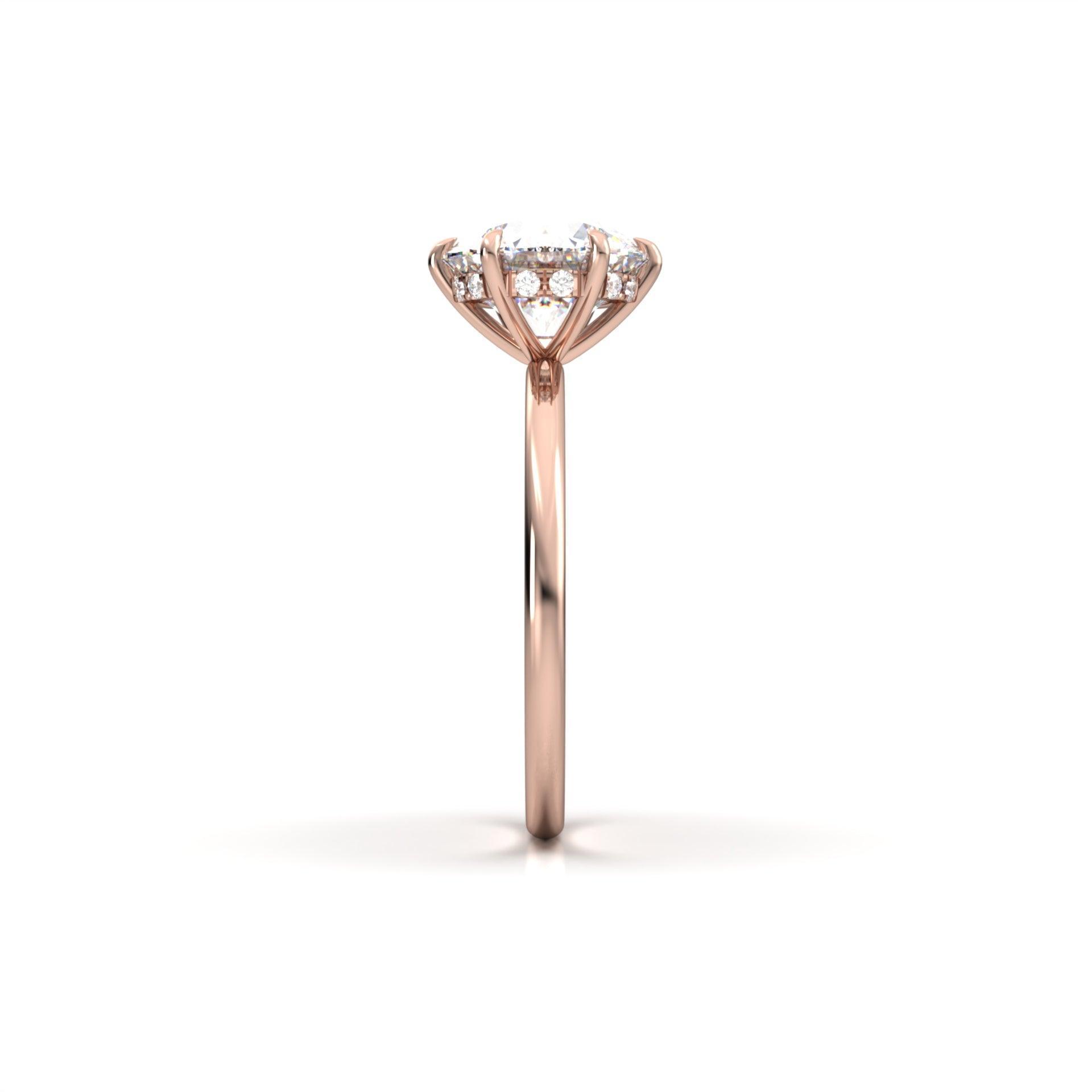 Round Hidden Halo Diamond Engagement Ring - Moissanite Engagement Rings