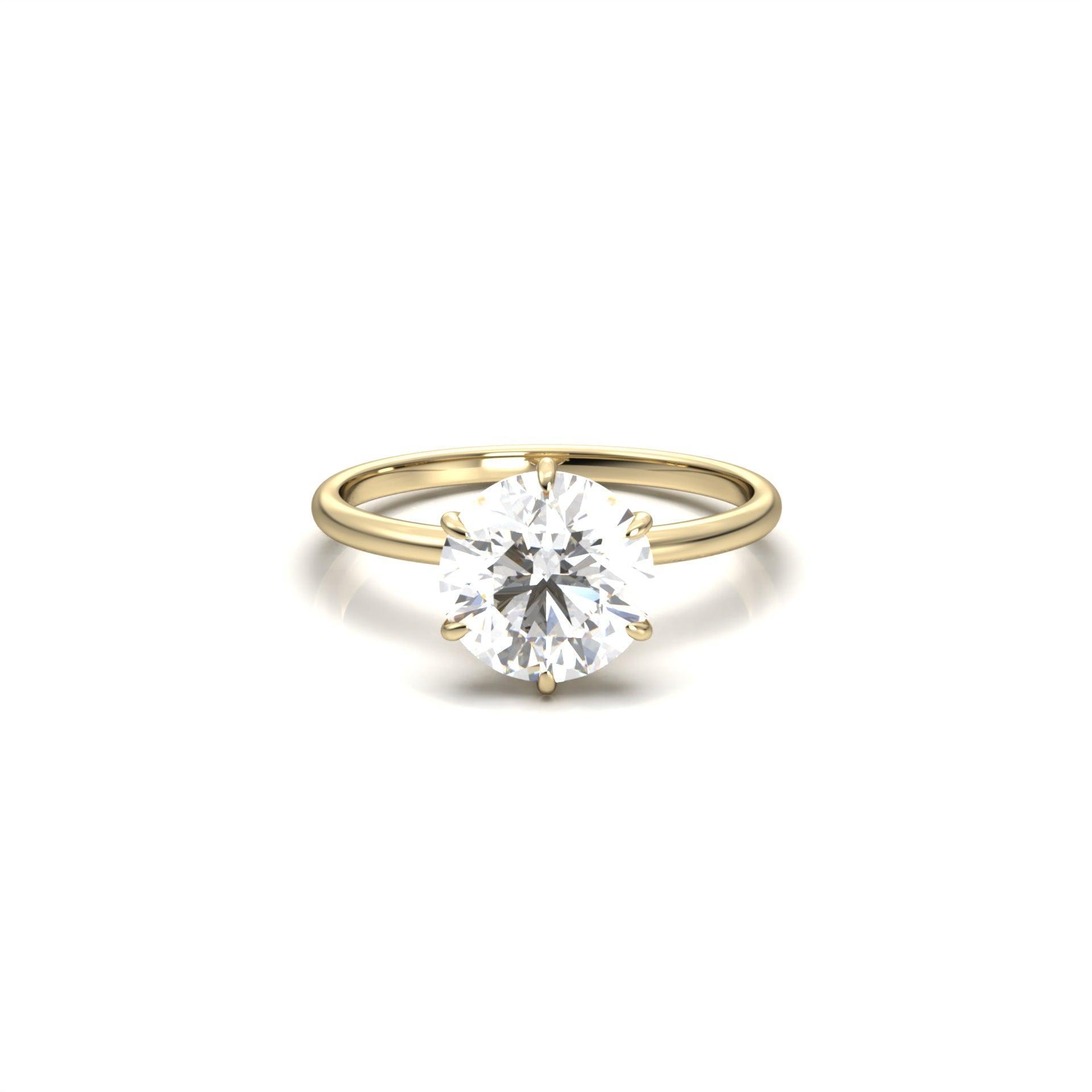 Round Hidden Halo Diamond Engagement Ring - Moissanite Engagement Rings