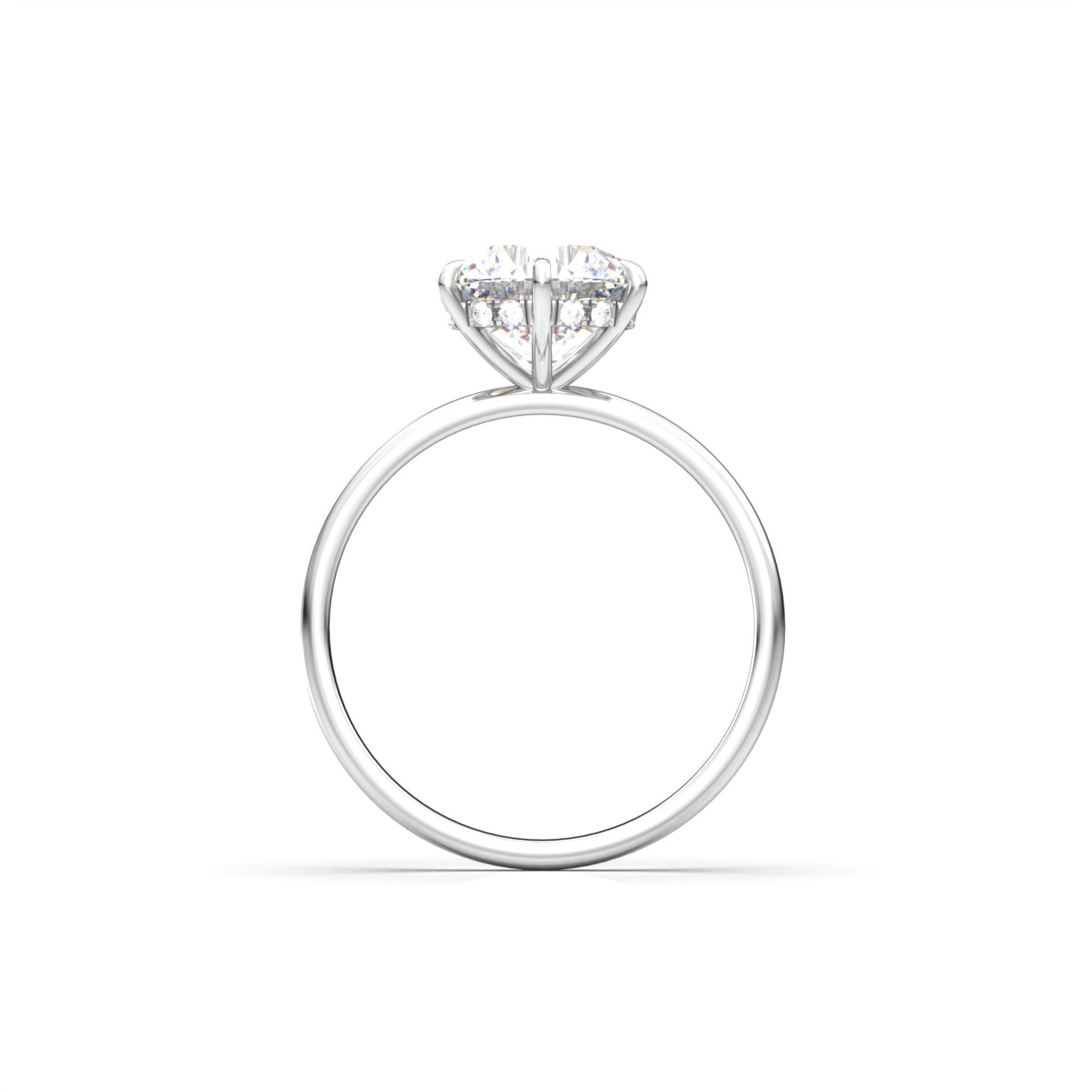 Round Hidden Halo Diamond Engagement Ring - Moissanite Engagement Rings