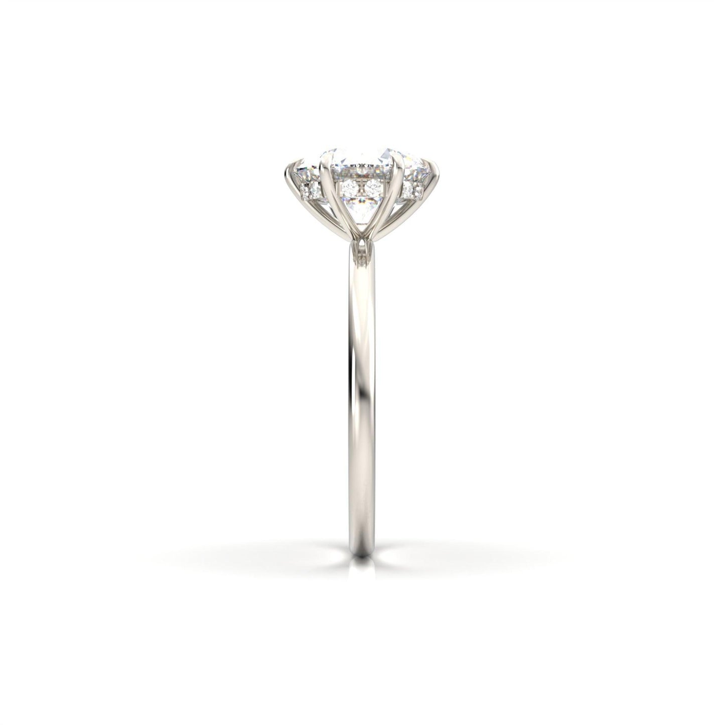 Round Hidden Halo Diamond Engagement Ring - Moissanite Engagement Rings