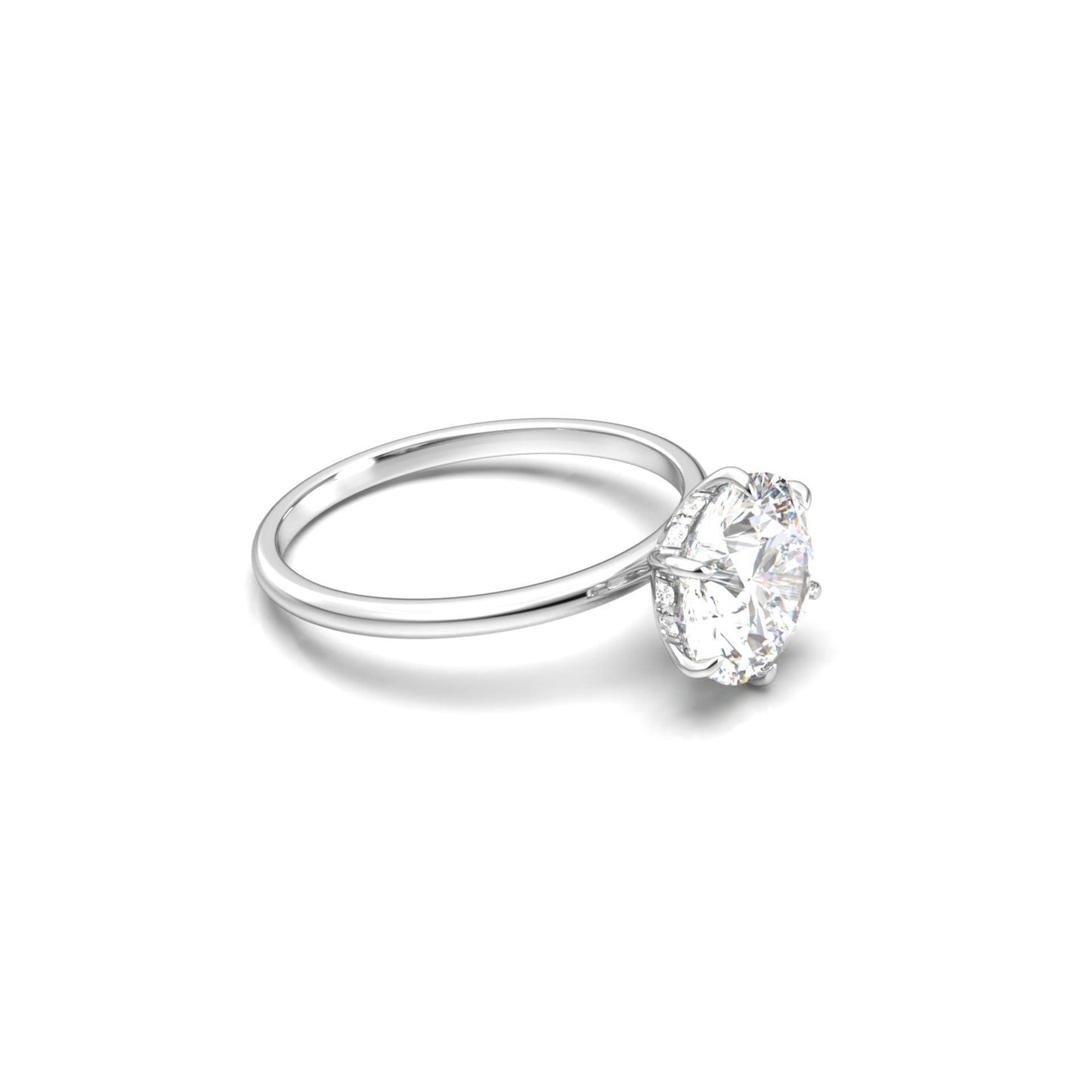 Round Hidden Halo Diamond Engagement Ring - Moissanite Engagement Rings