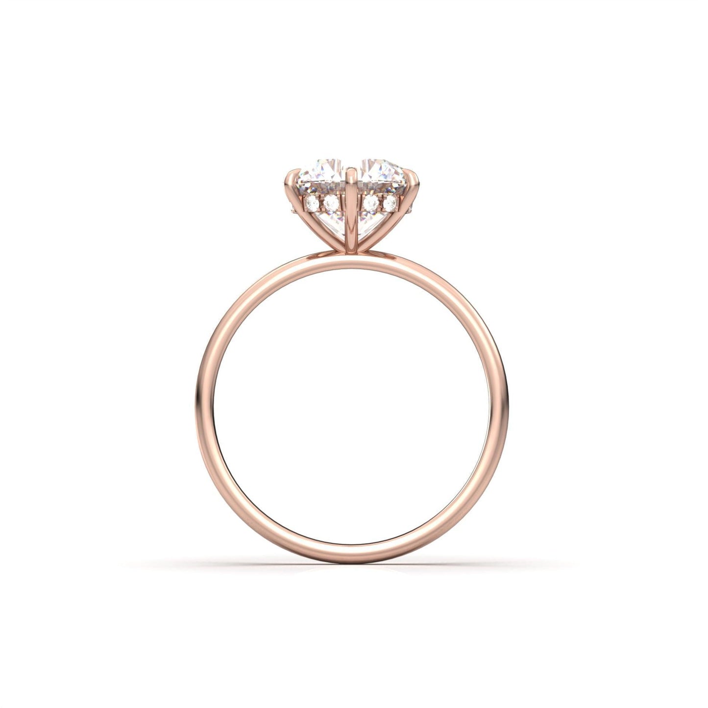 Round Hidden Halo Diamond Engagement Ring - Moissanite Engagement Rings