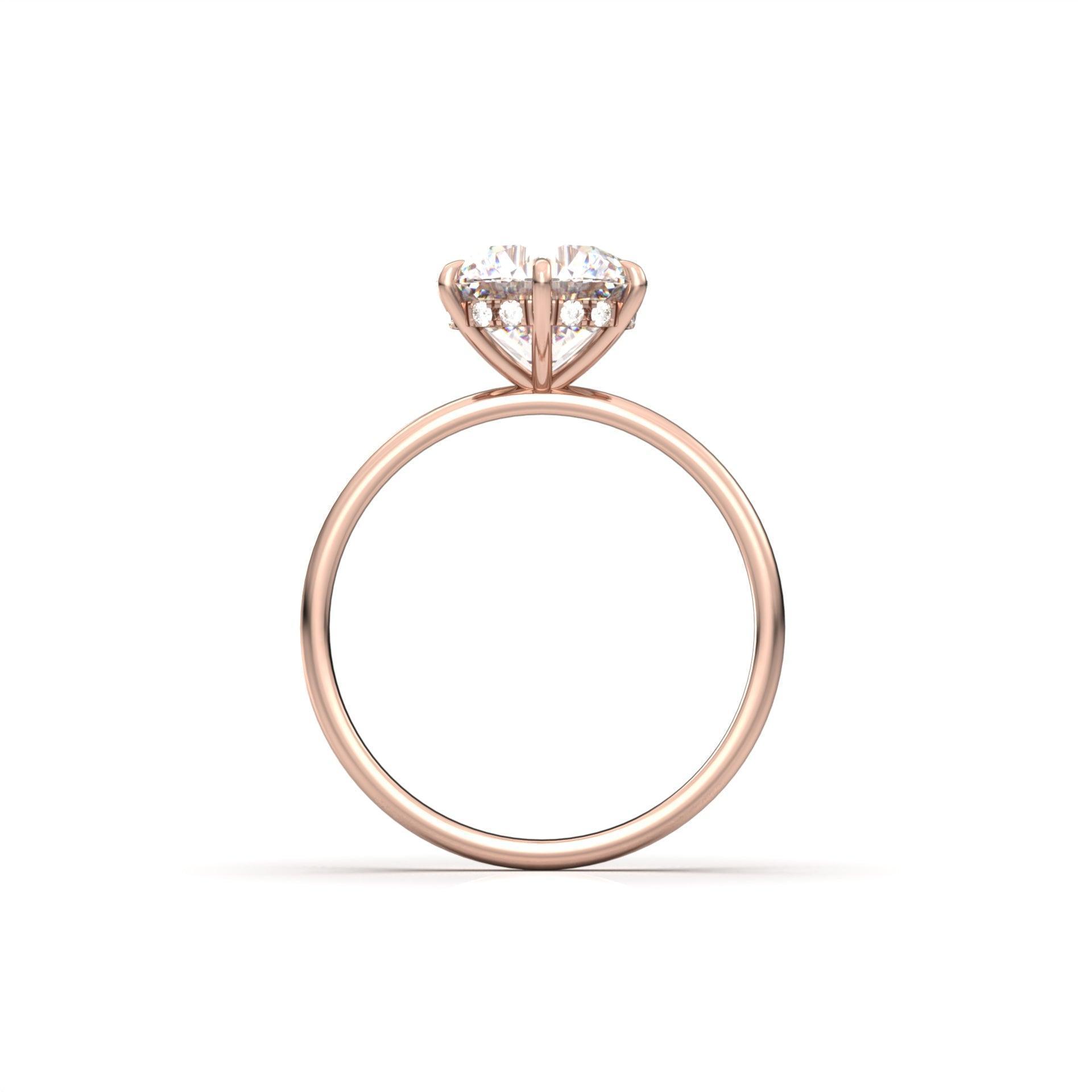 Round Hidden Halo Diamond Engagement Ring - Moissanite Engagement Rings