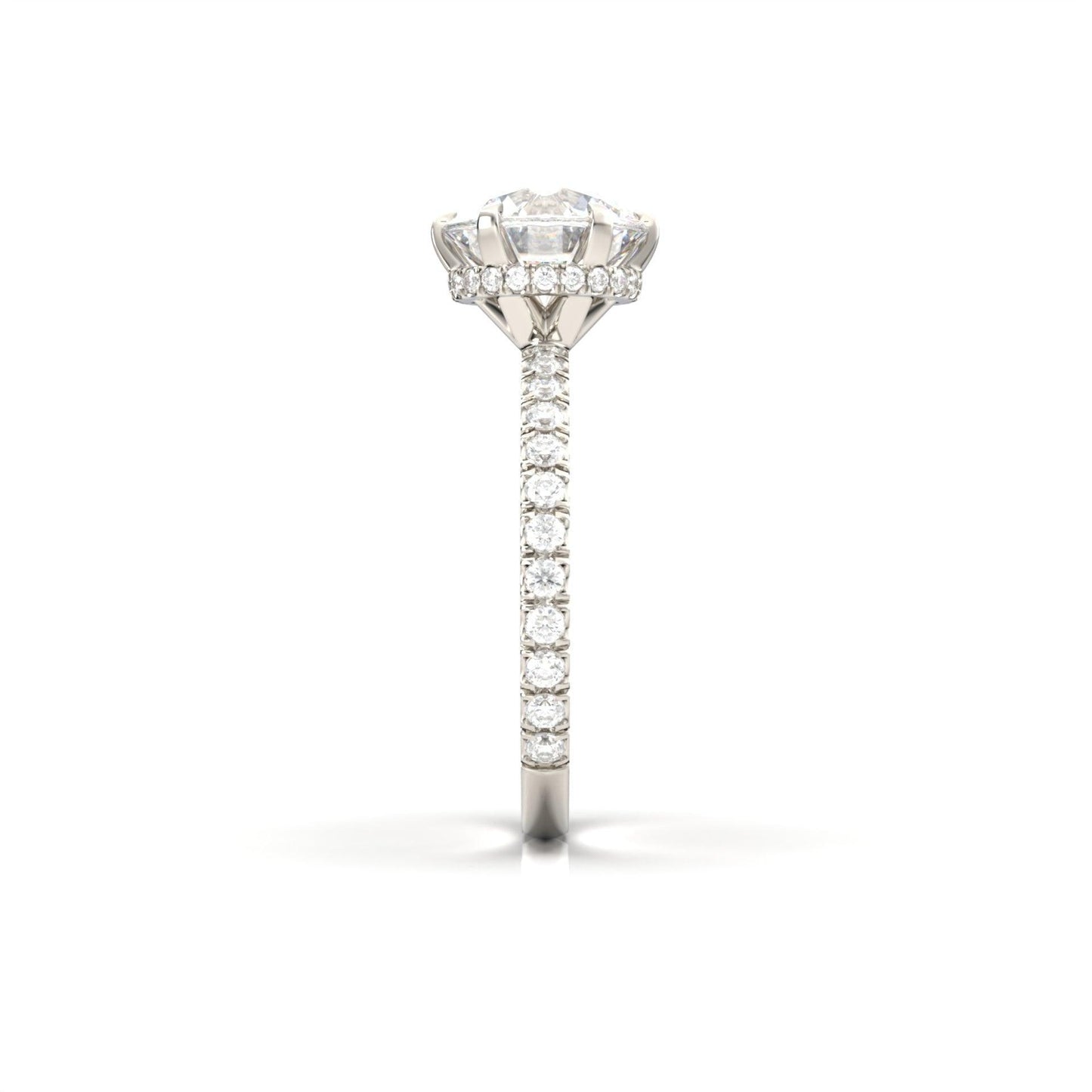 Round Hidden Halo Full Pavè Diamond Engagement Ring - Moissanite Engagement Rings