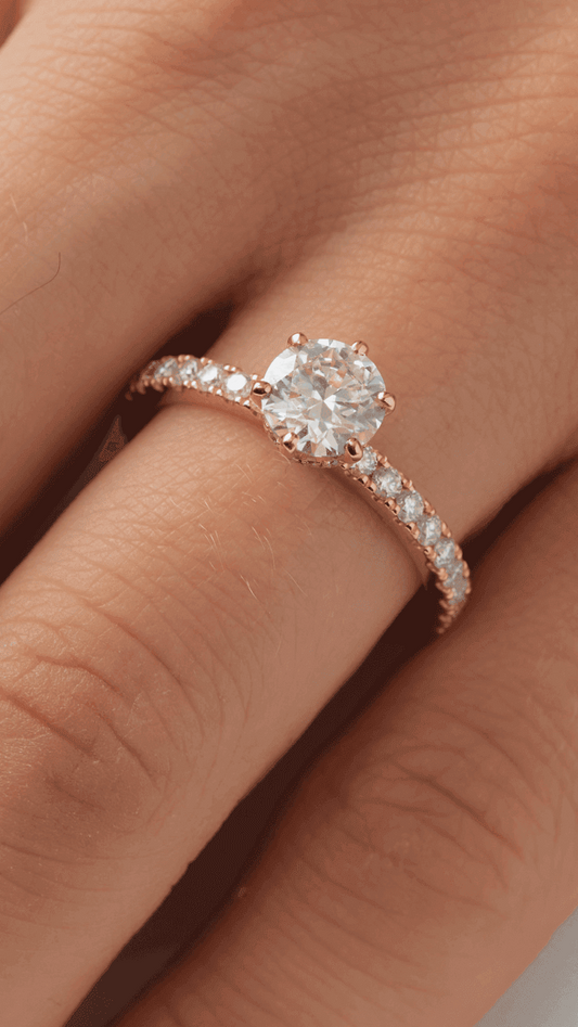 Round Hidden Halo Full Pavè Diamond Engagement Ring - Moissanite Engagement Rings