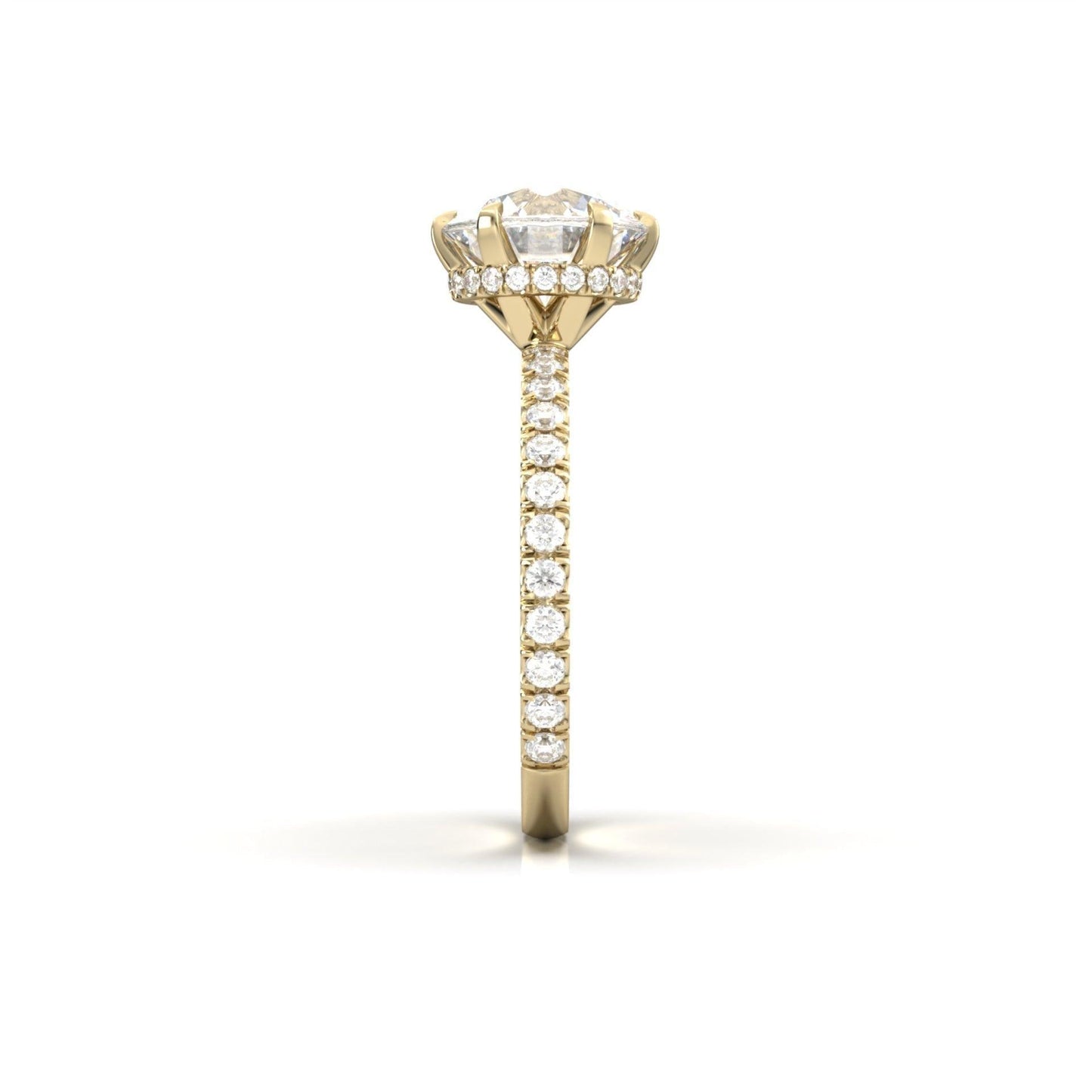 Round Hidden Halo Full Pavè Diamond Engagement Ring - Moissanite Engagement Rings