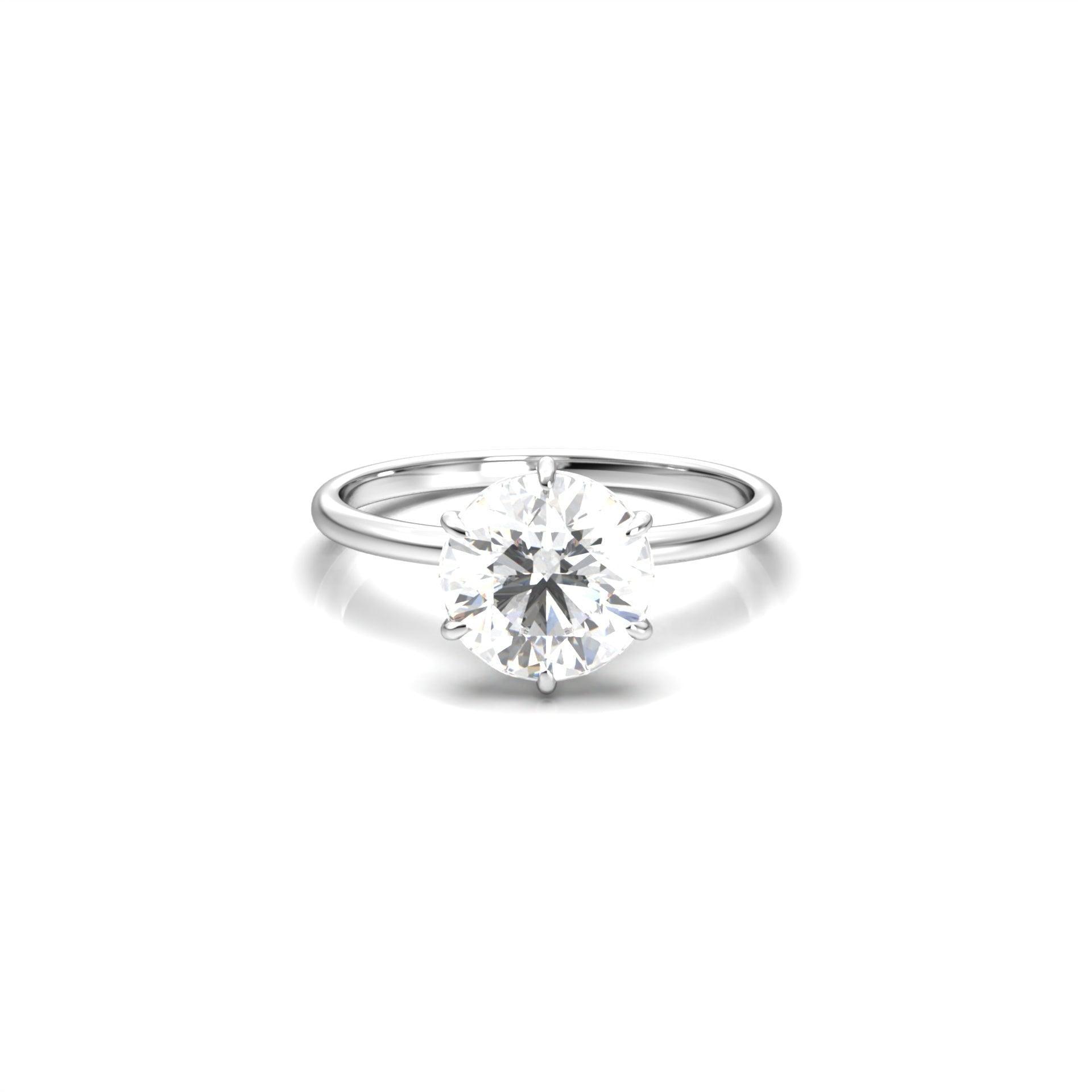 Round Solitaire 6 Claw Setting Moissanite Engagement Ring - Moissanite Engagement Rings