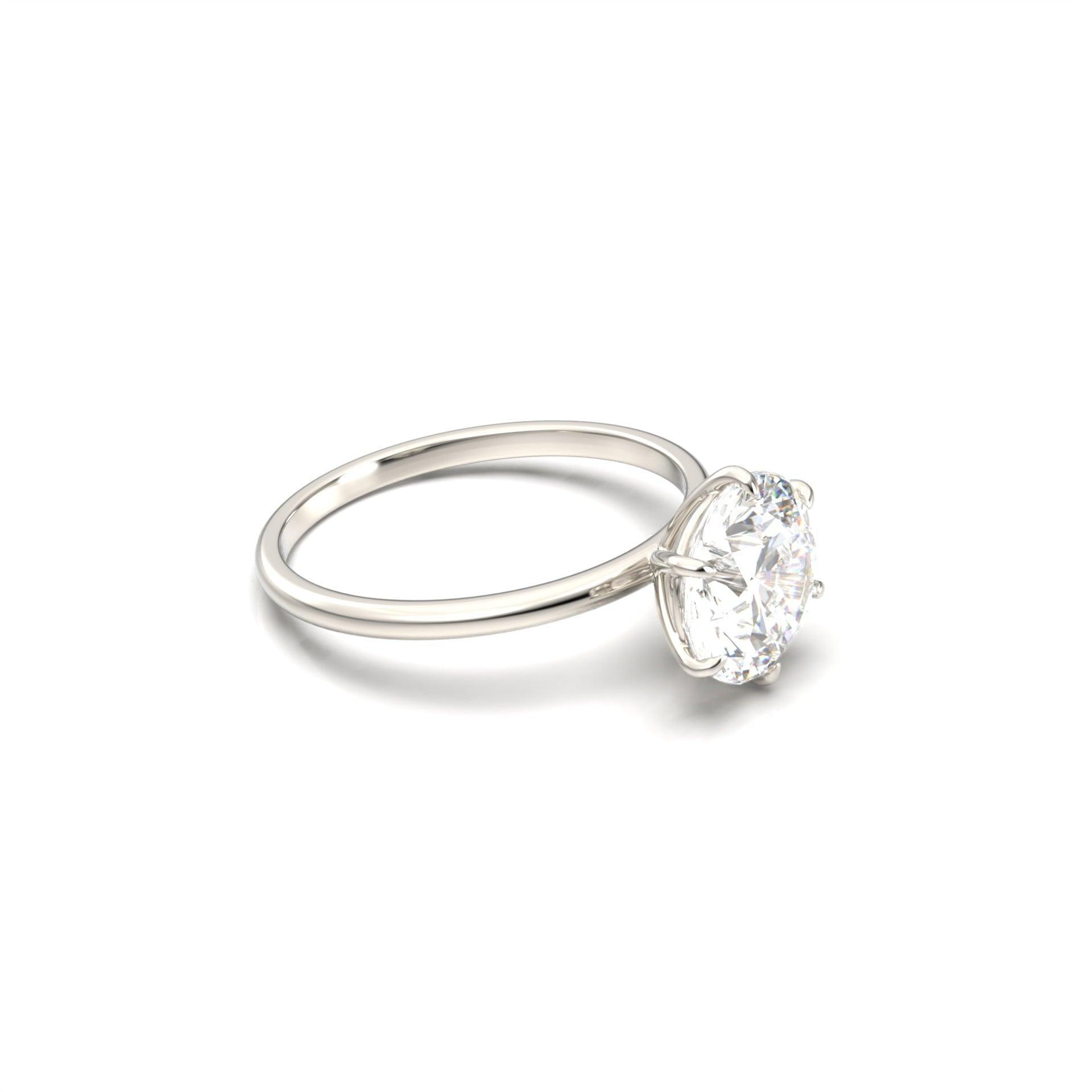 Round Solitaire 6 Claw Setting Moissanite Engagement Ring - Moissanite Engagement Rings