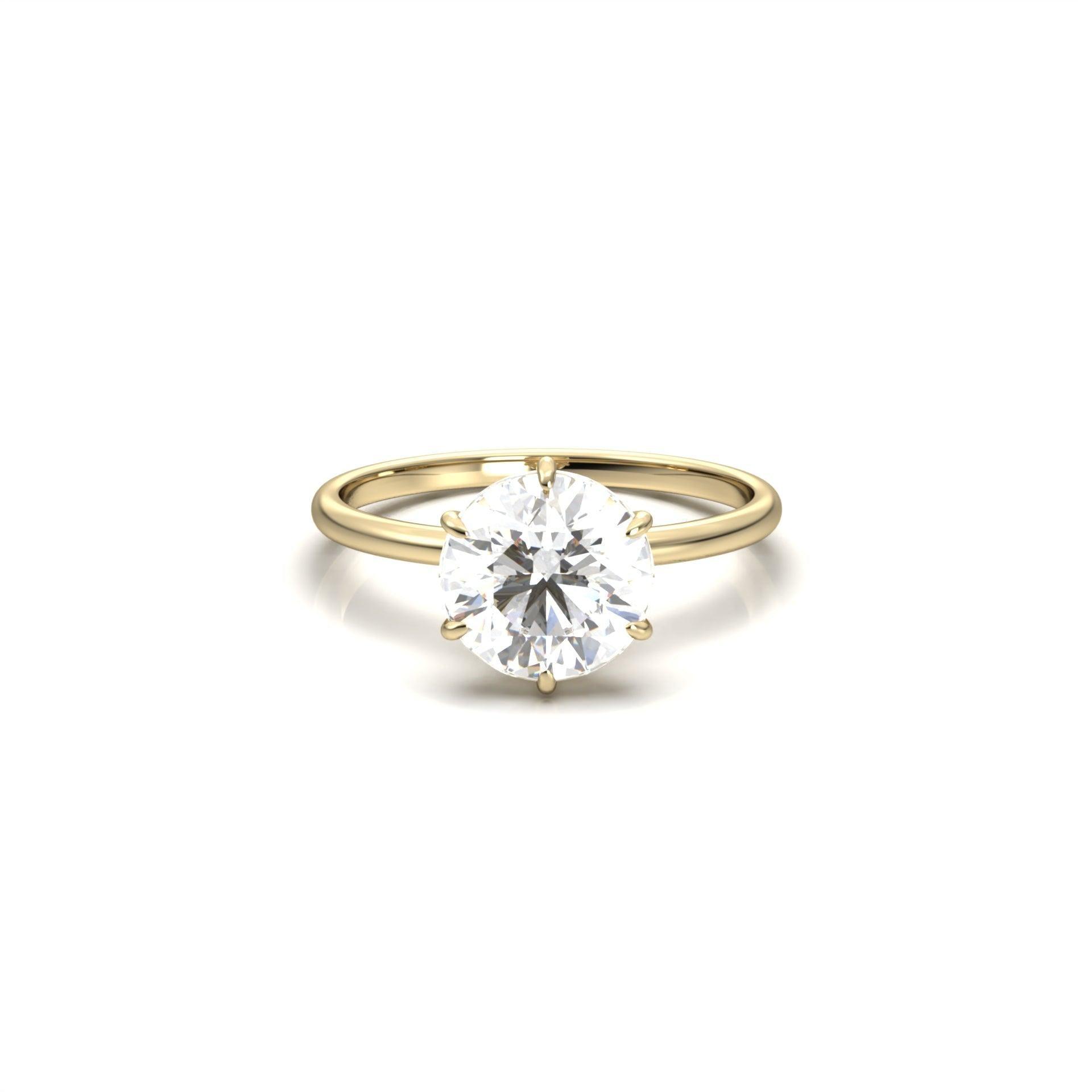 Round Solitaire 6 Claw Setting Moissanite Engagement Ring - Moissanite Engagement Rings