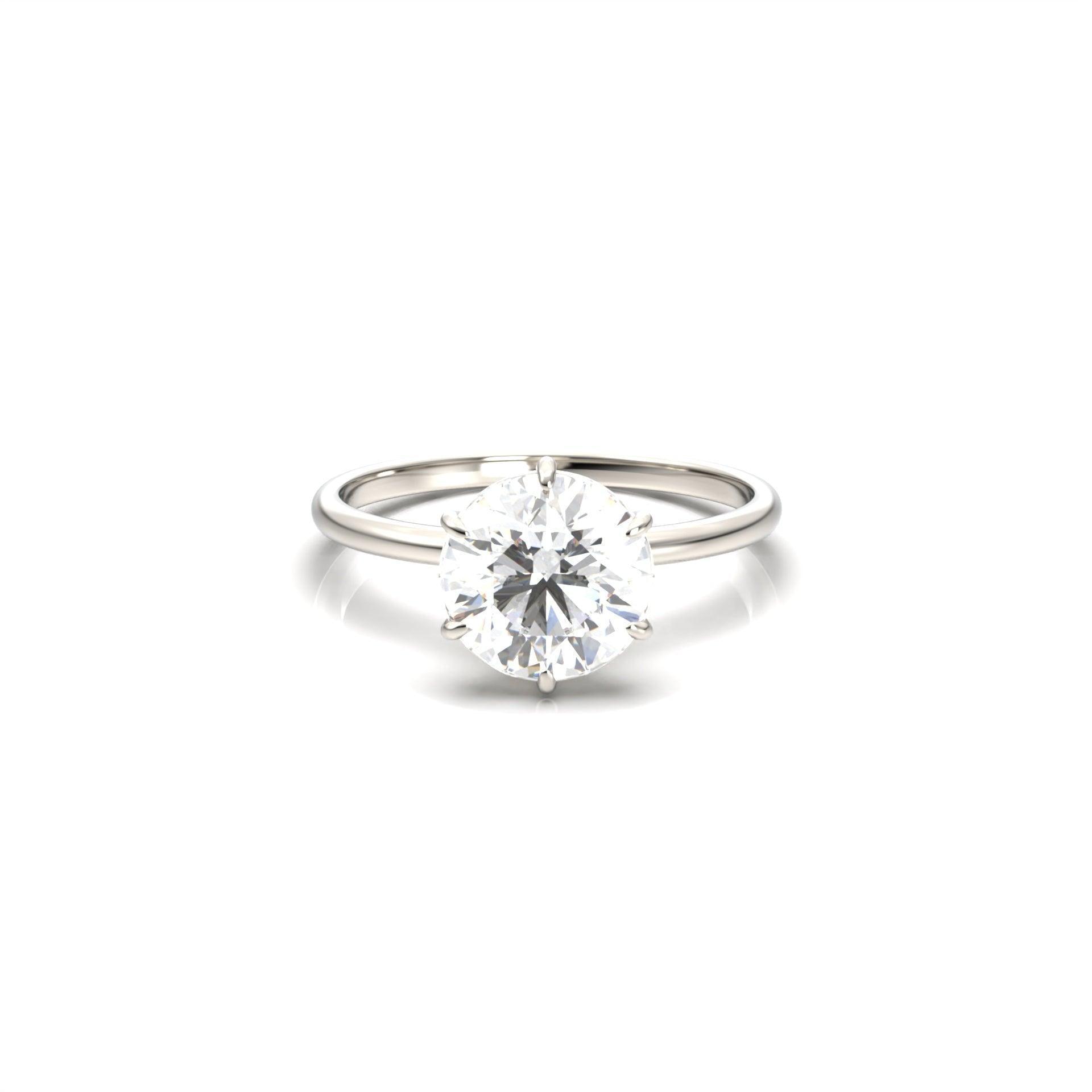 Round Solitaire 6 Claw Setting Moissanite Engagement Ring - Moissanite Engagement Rings