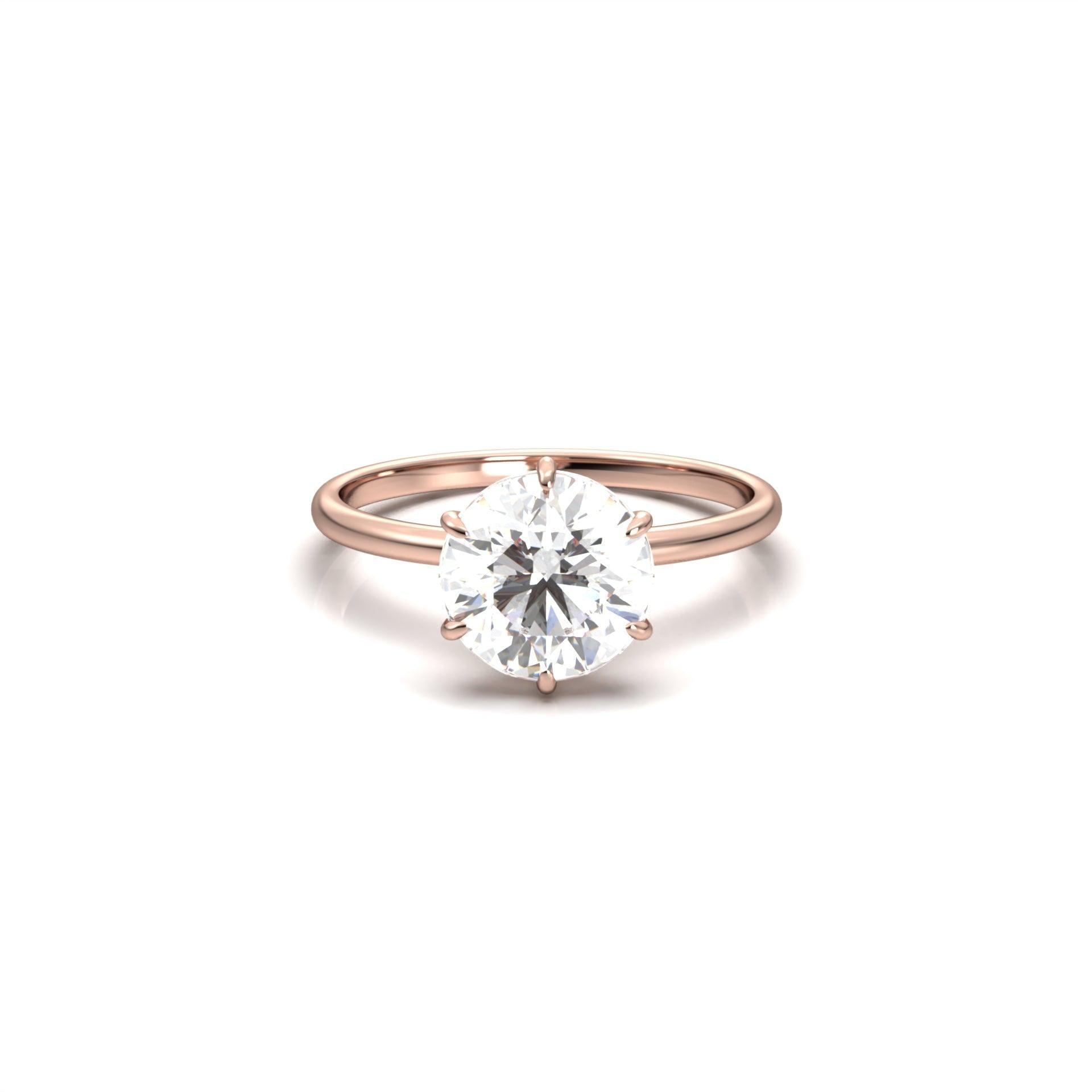 Round Solitaire 6 Claw Setting Moissanite Engagement Ring - Moissanite Engagement Rings