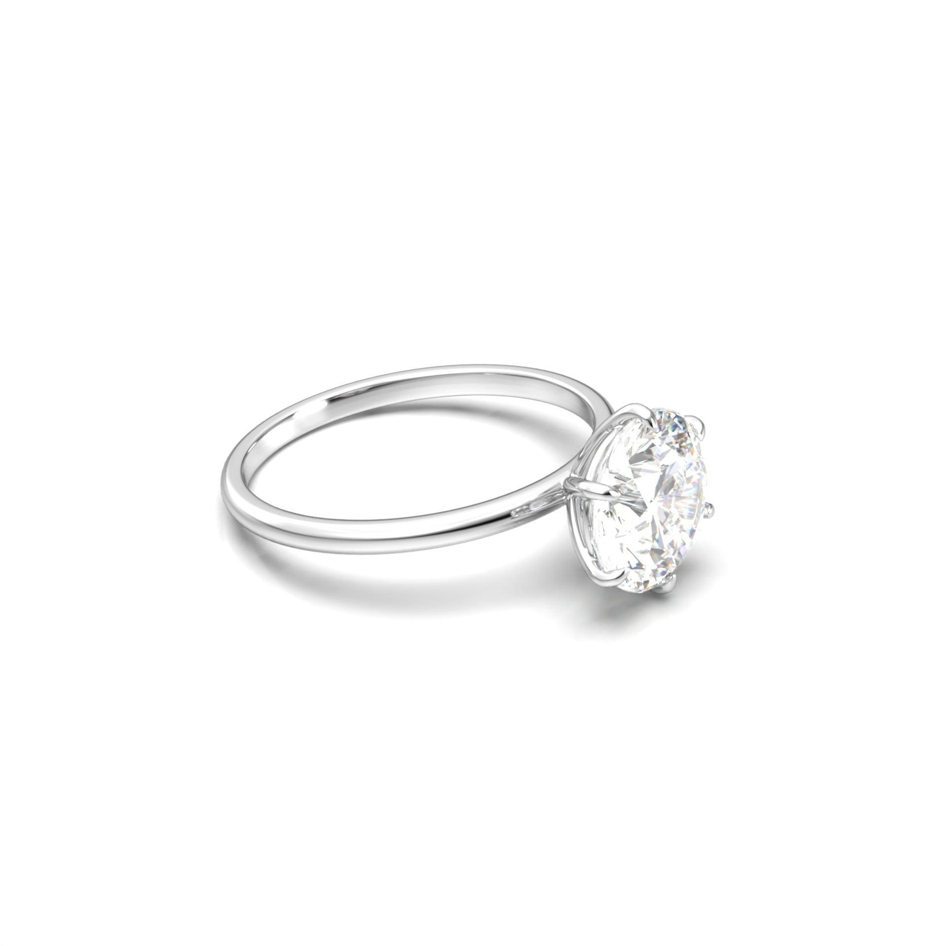 Round Solitaire 6 Claw Setting Moissanite Engagement Ring - Moissanite Engagement Rings