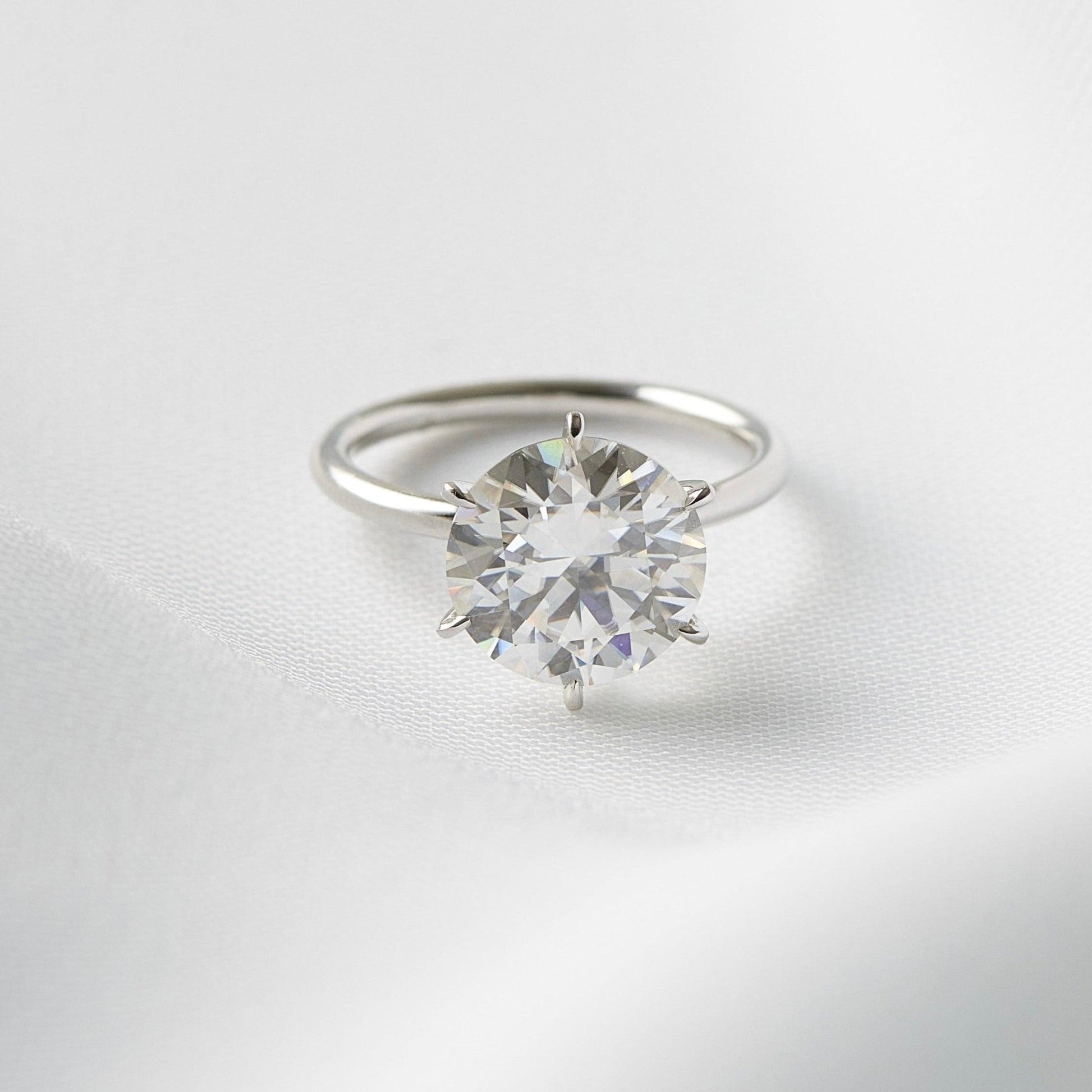 Round Solitaire Moissanite Engagement Ring - Moissanite Engagement Rings