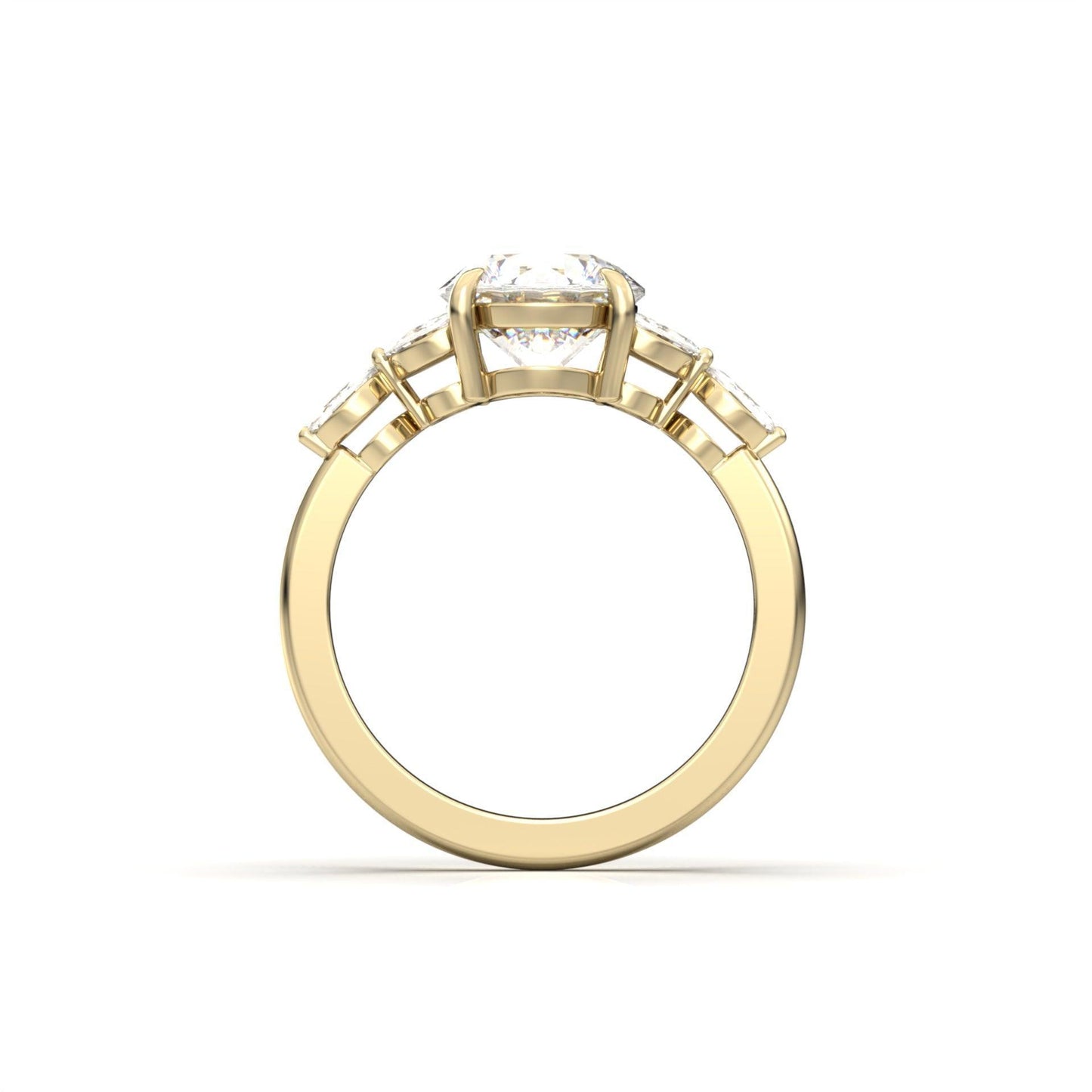 Round Triple Marquise Accent Stones Moissanite Engagement Ring - Moissanite Engagement Rings