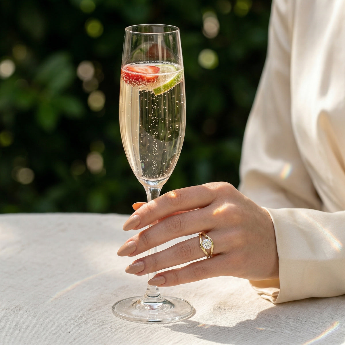 Kira - Round Modern Bypass Moissanite Engagement Ring - Moissanite Engagement Rings
