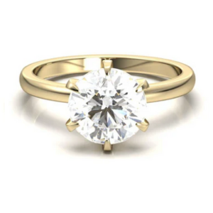 Round Solitaire 6 Claw Setting Moissanite Engagement Ring