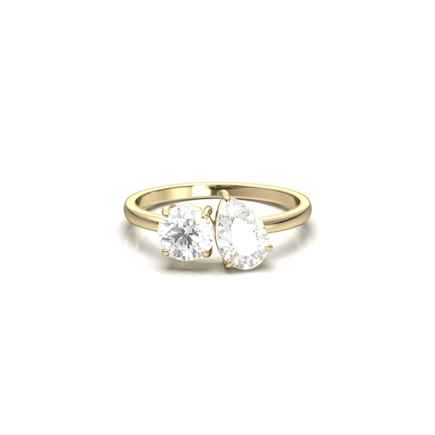 Toi Et Moi Pear & Round Diamond Engagement Ring - Moissanite Engagement Rings
