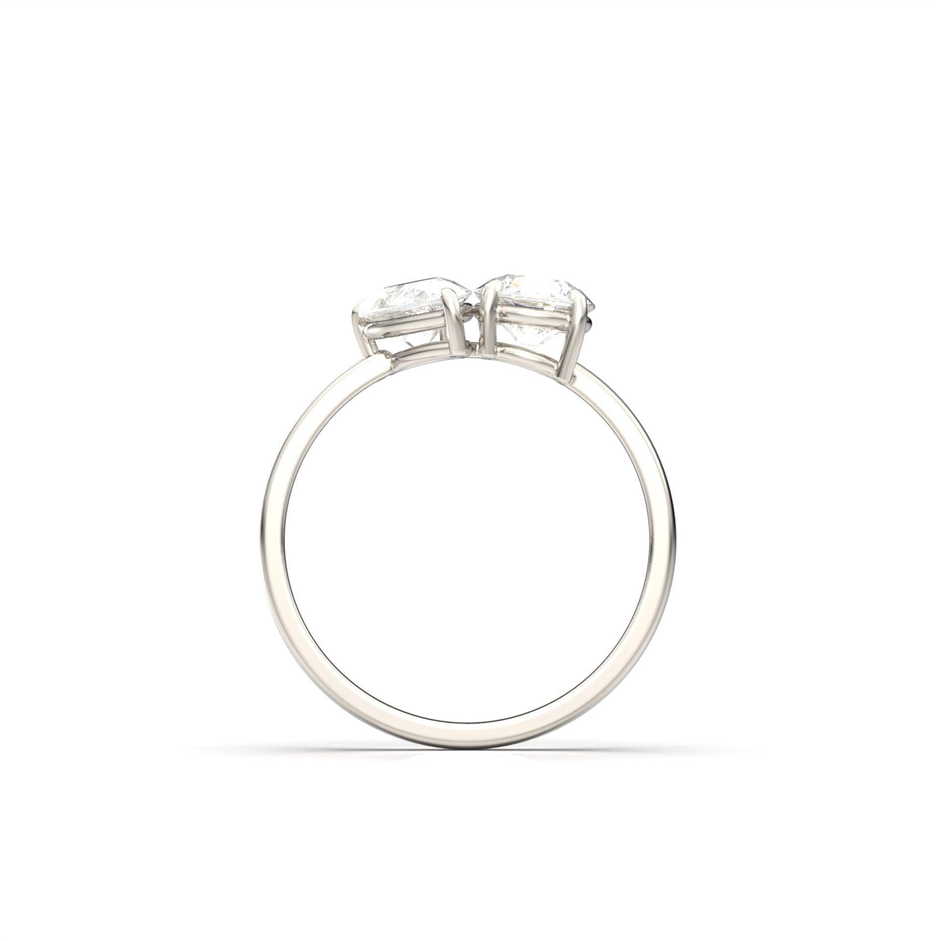 Toi Et Moi Pear & Round Diamond Engagement Ring - Moissanite Engagement Rings