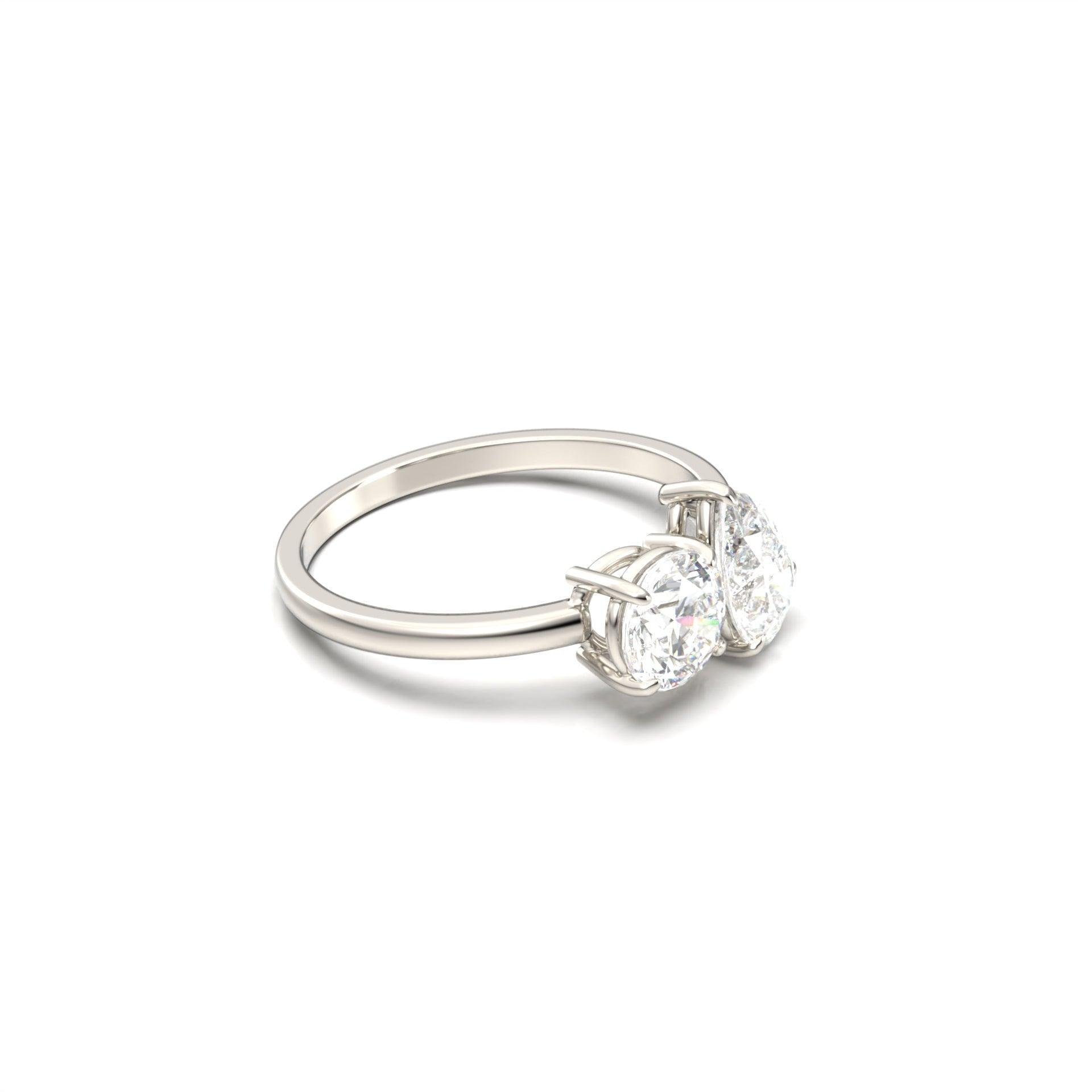 Toi Et Moi Pear & Round Diamond Engagement Ring - Moissanite Engagement Rings