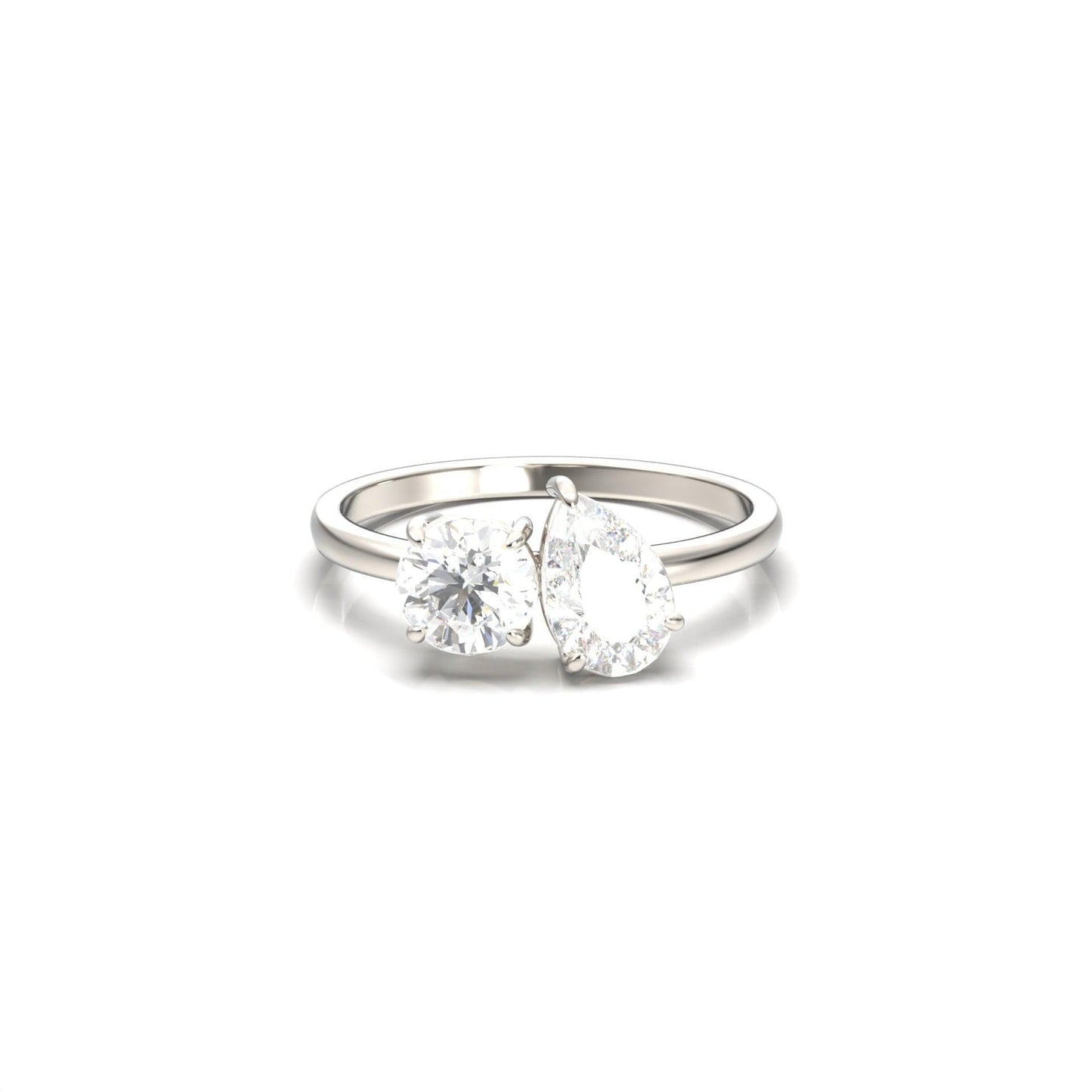 Toi Et Moi Pear & Round Diamond Engagement Ring - Moissanite Engagement Rings