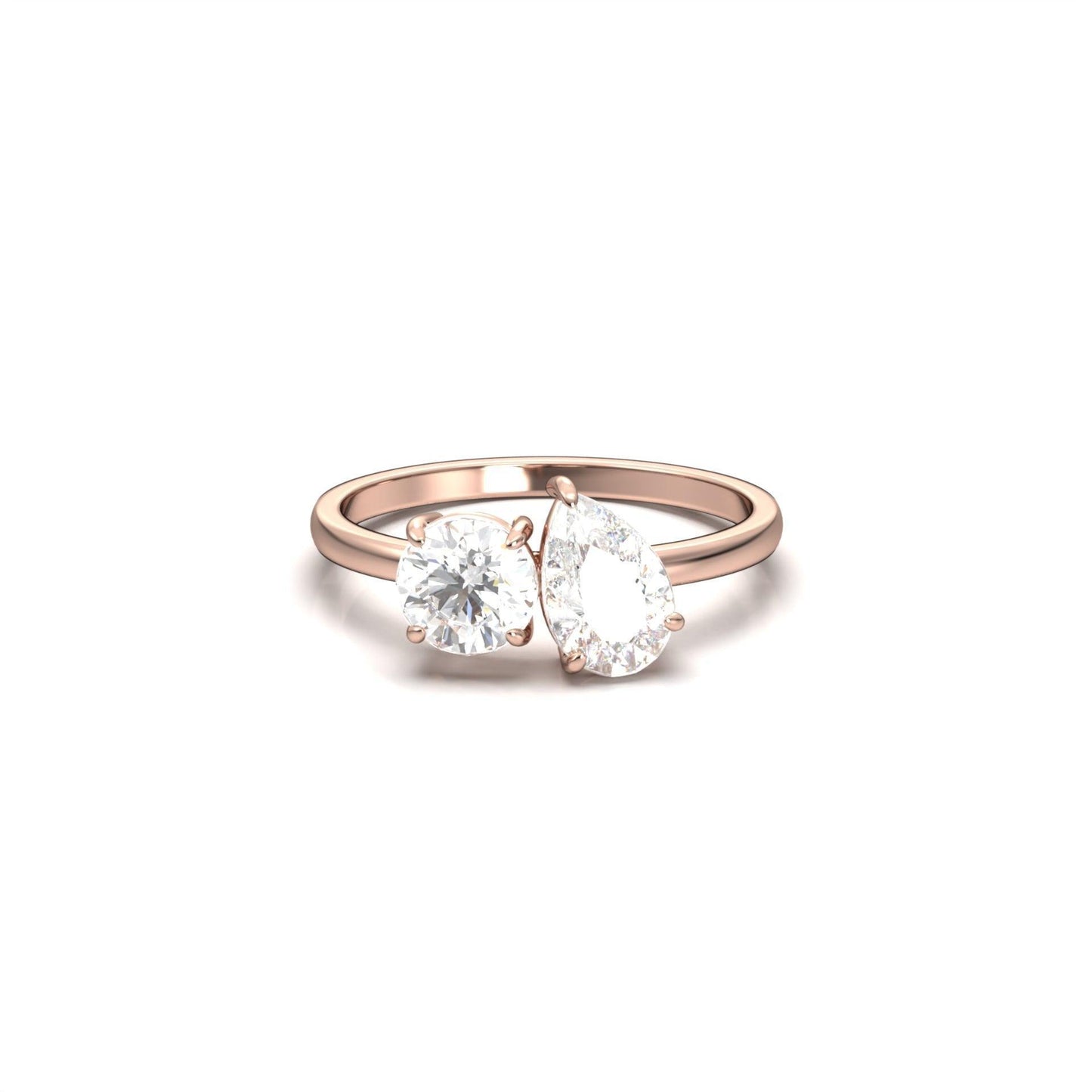 Toi Et Moi Pear & Round Diamond Engagement Ring - Moissanite Engagement Rings