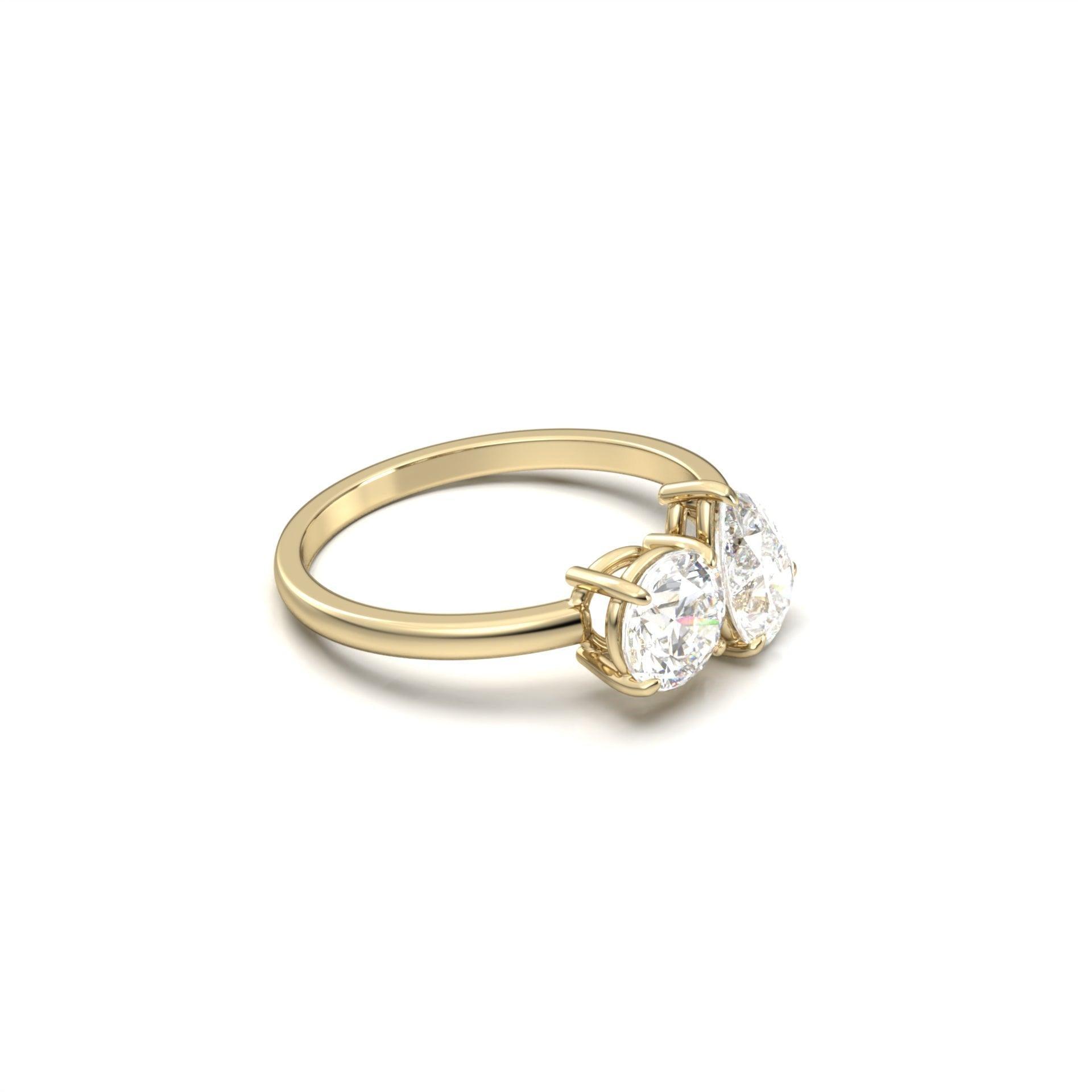 Toi Et Moi Pear & Round Diamond Engagement Ring - Moissanite Engagement Rings