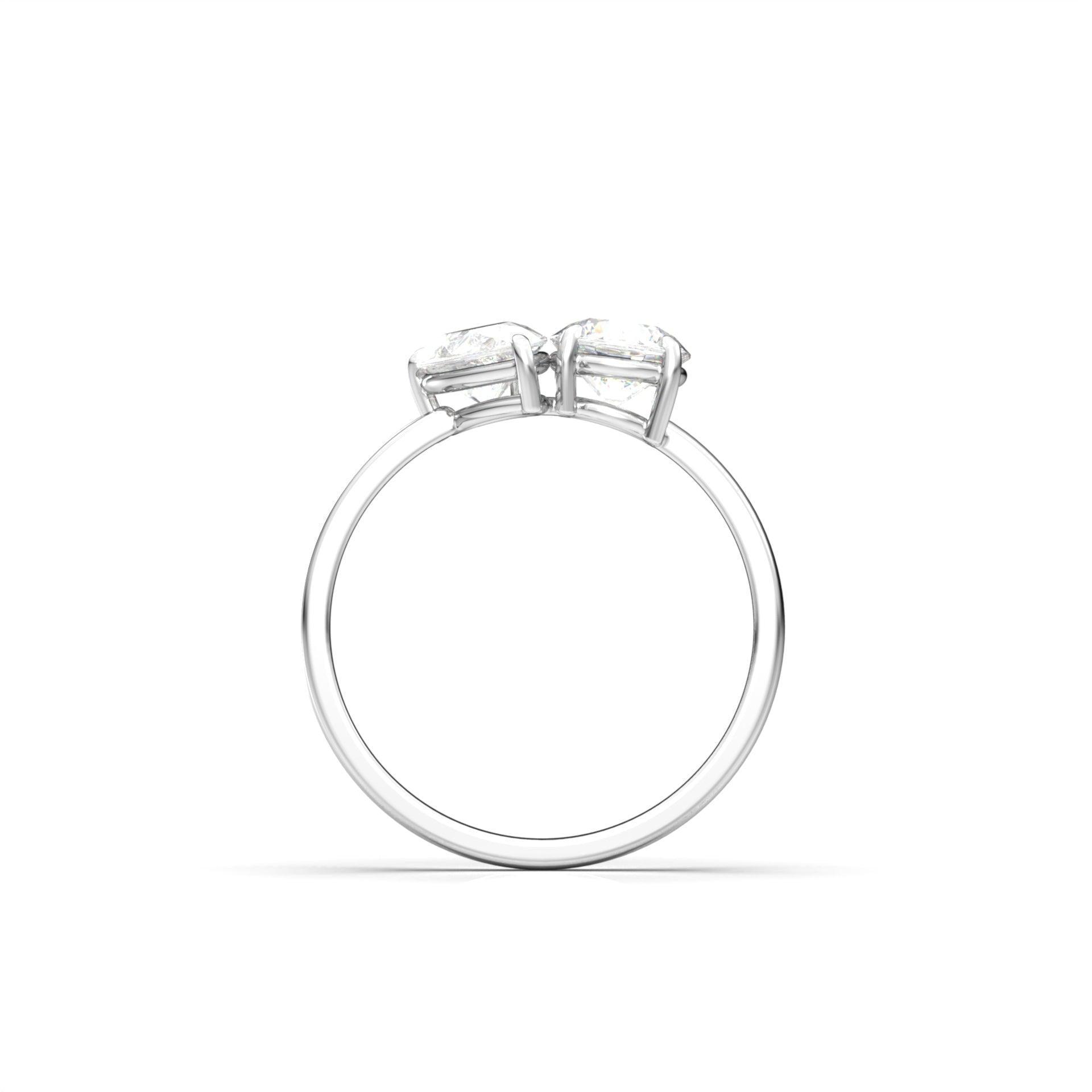 Toi Et Moi Pear & Round Diamond Engagement Ring - Moissanite Engagement Rings