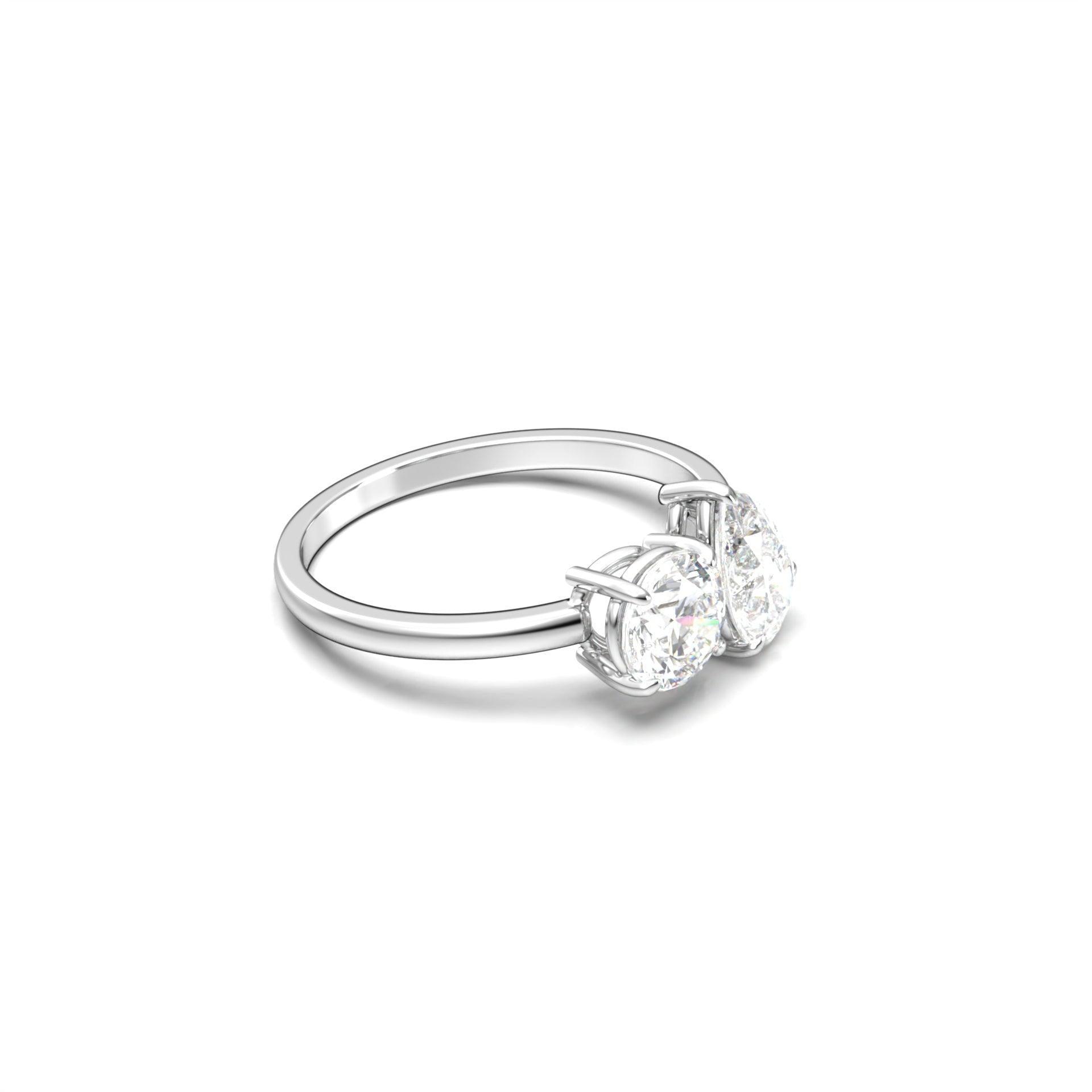 Toi Et Moi Pear & Round Diamond Engagement Ring - Moissanite Engagement Rings
