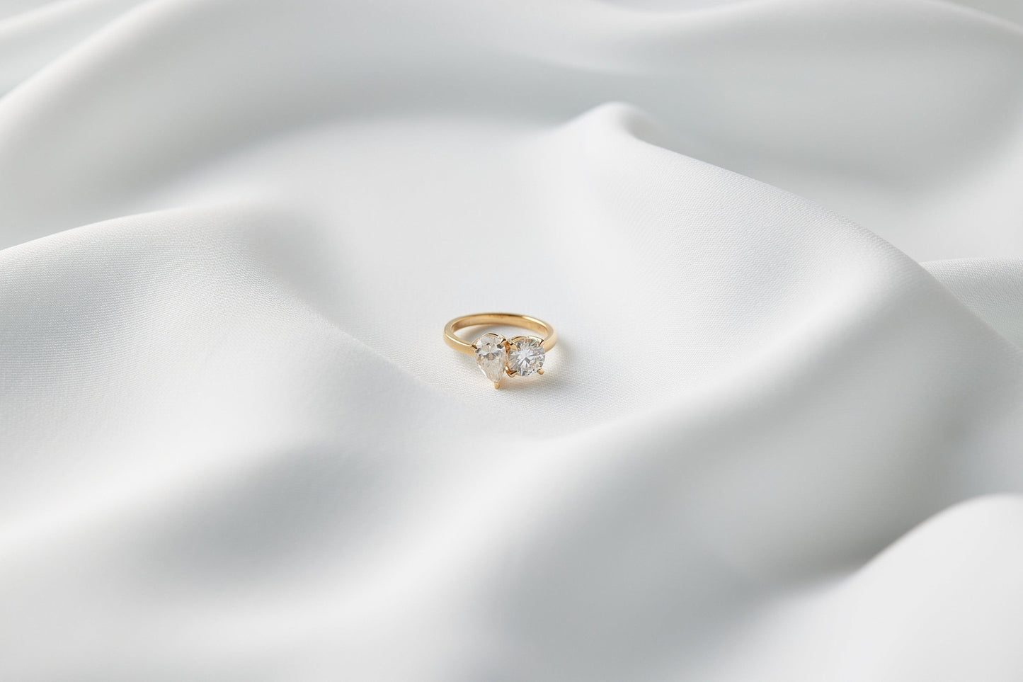 Toi Et Moi Pear & Round Diamond Engagement Ring - Moissanite Engagement Rings