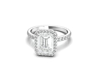 Moissanite Engagement Ring Emerald Halo with Pavé