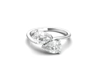 Moissanite Engagement Ring Pear Two-Stone