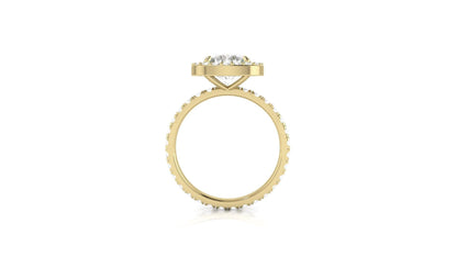 Cushion Halo Pavé Diamond Engagement Ring - Moissanite Engagement Rings
