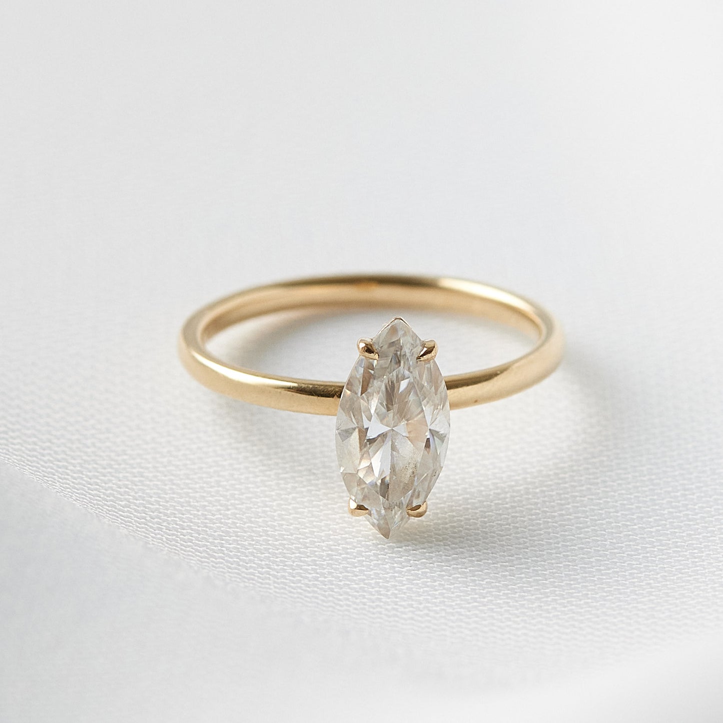Marquise Solitaire Moissanite Engagement Ring