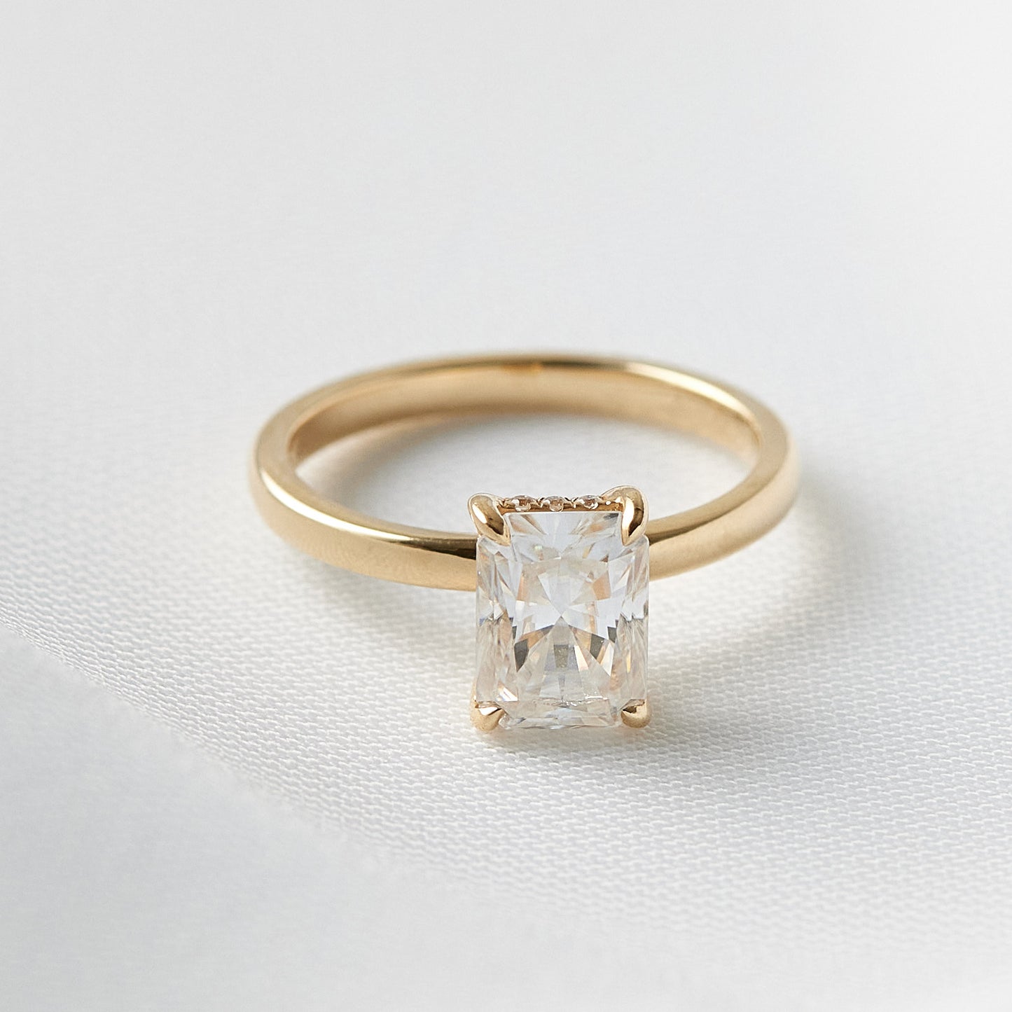 Radiant Hidden Halo Moissanite Engagement Ring